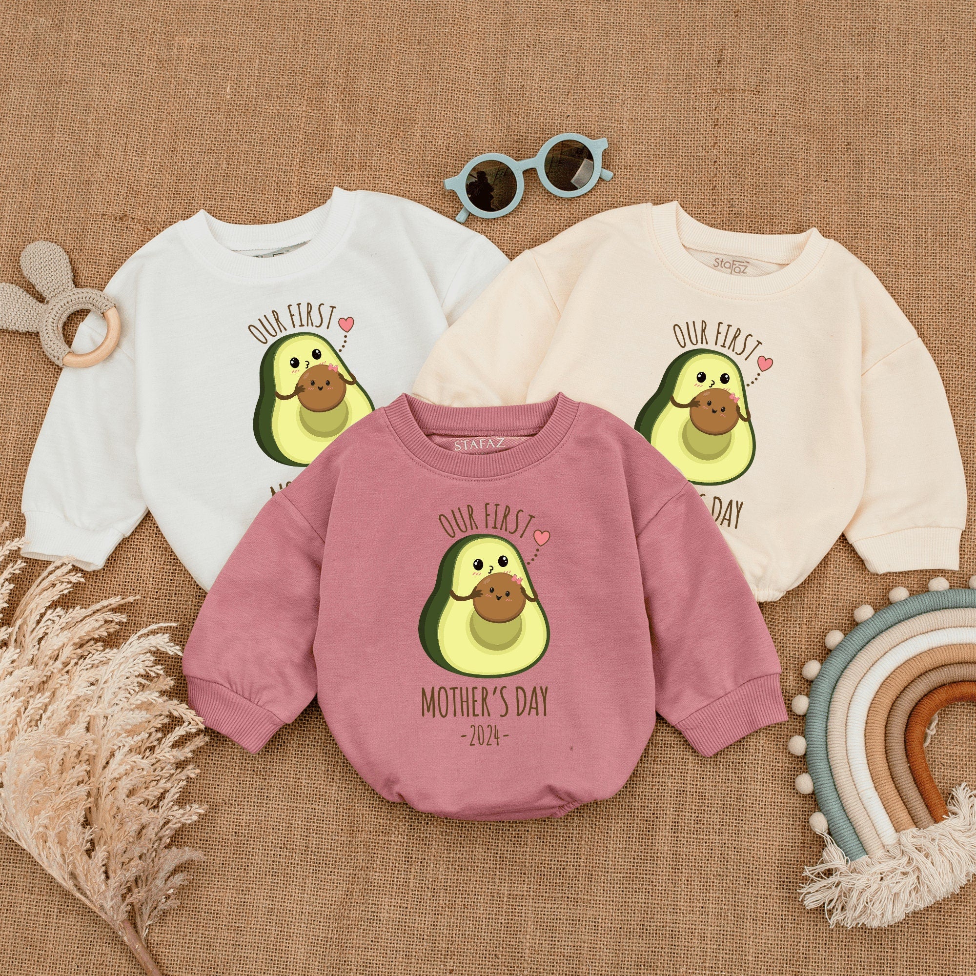 Our First Mother's Day Baby Romper Avocado Design Soft Cotton Gift Playful Infant Outfit 2024 Boy Girl Celebratory Clothes