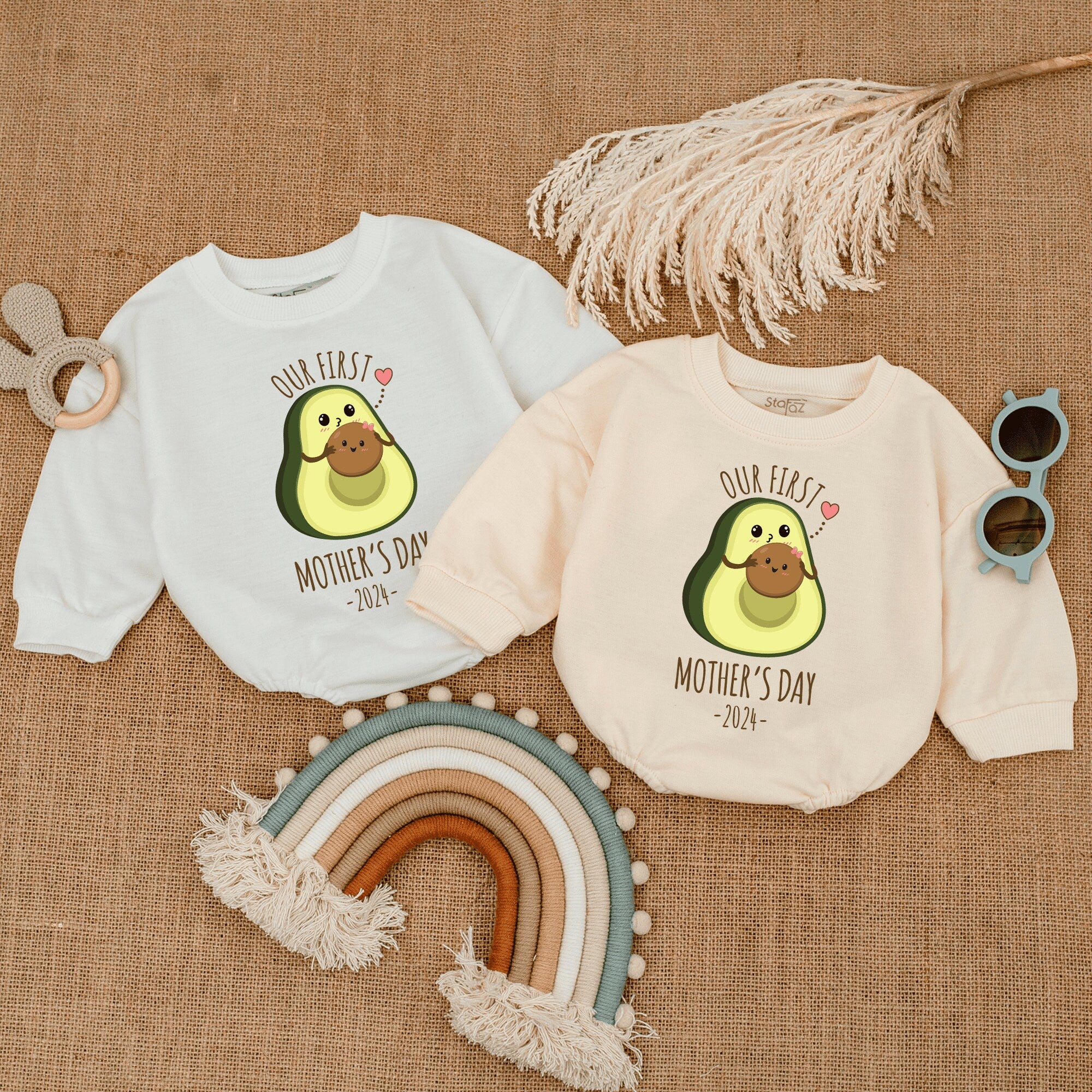 Our First Mother's Day Baby Romper Avocado Design Soft Cotton Gift Playful Infant Outfit 2024 Boy Girl Celebratory Clothes