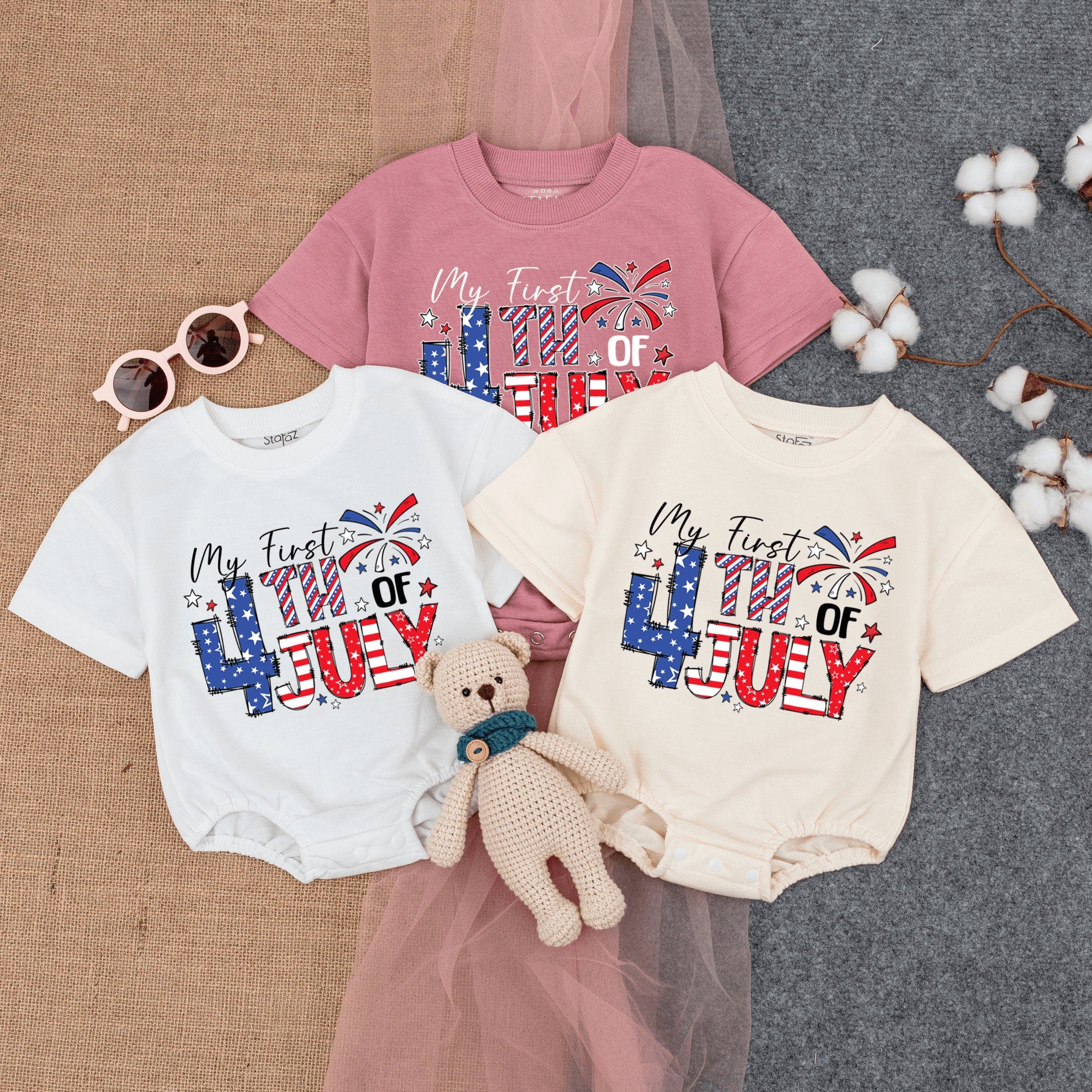 My First 4th of July Baby Romper Festive Stars and Stripes Bodysuit Infant Patriotic Celebration Outfit Soft Cotton Holiday Gift