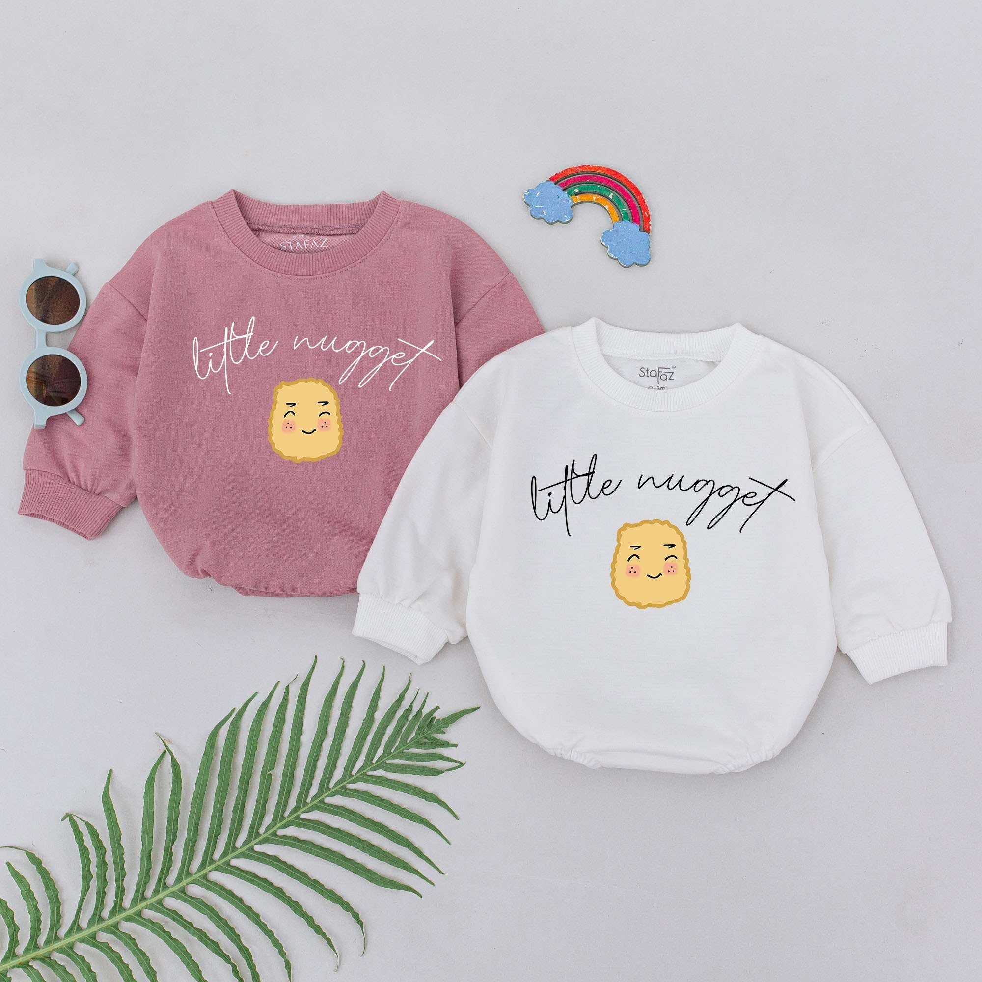 Little Nugget Baby Romper Newborn Girls Cute Smiling Design Soft Cotton Infant Outfit Gift Pregnancy Announcement Shower