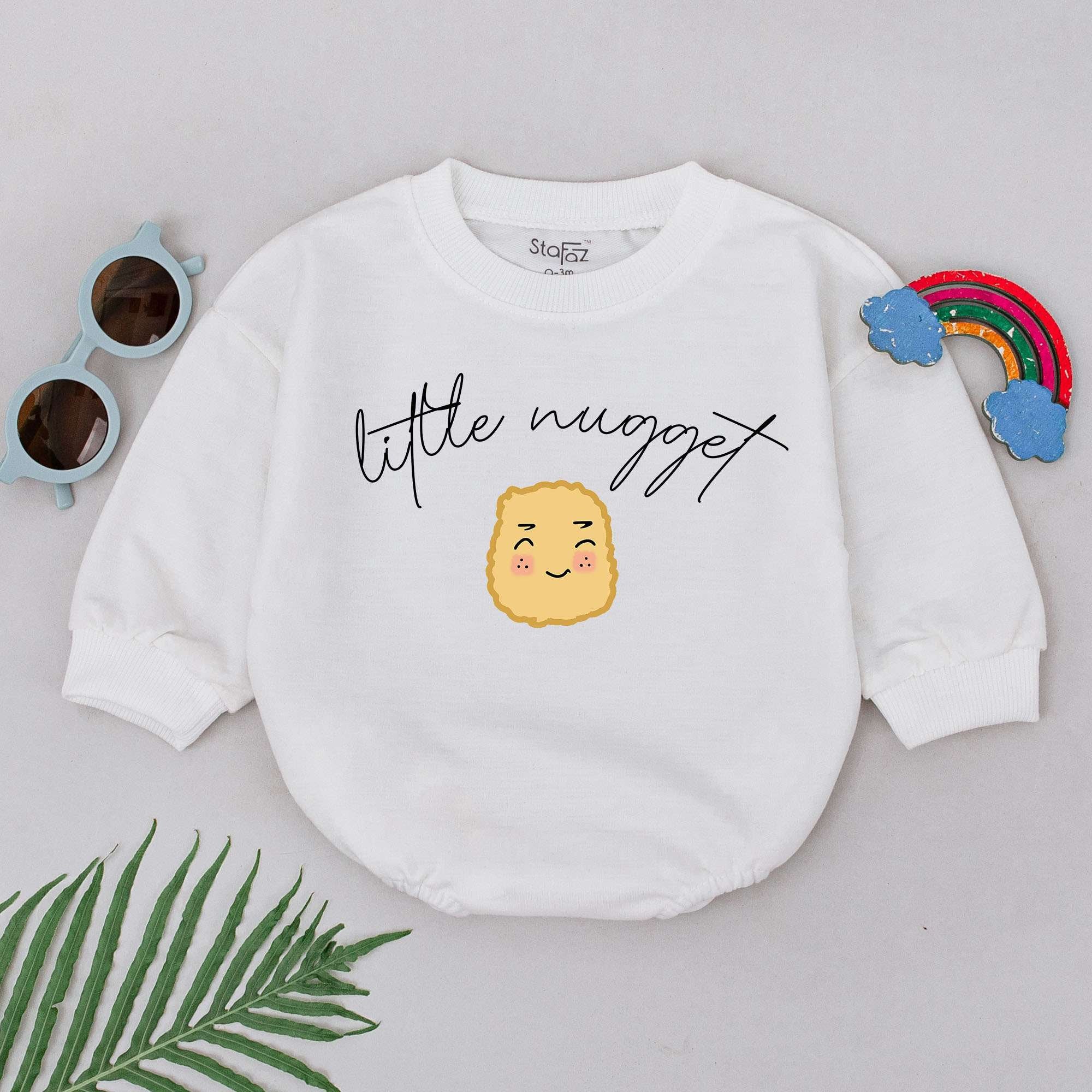 Little Nugget Baby Romper Newborn Girls Cute Smiling Design Soft Cotton Infant Outfit Gift Pregnancy Announcement Shower