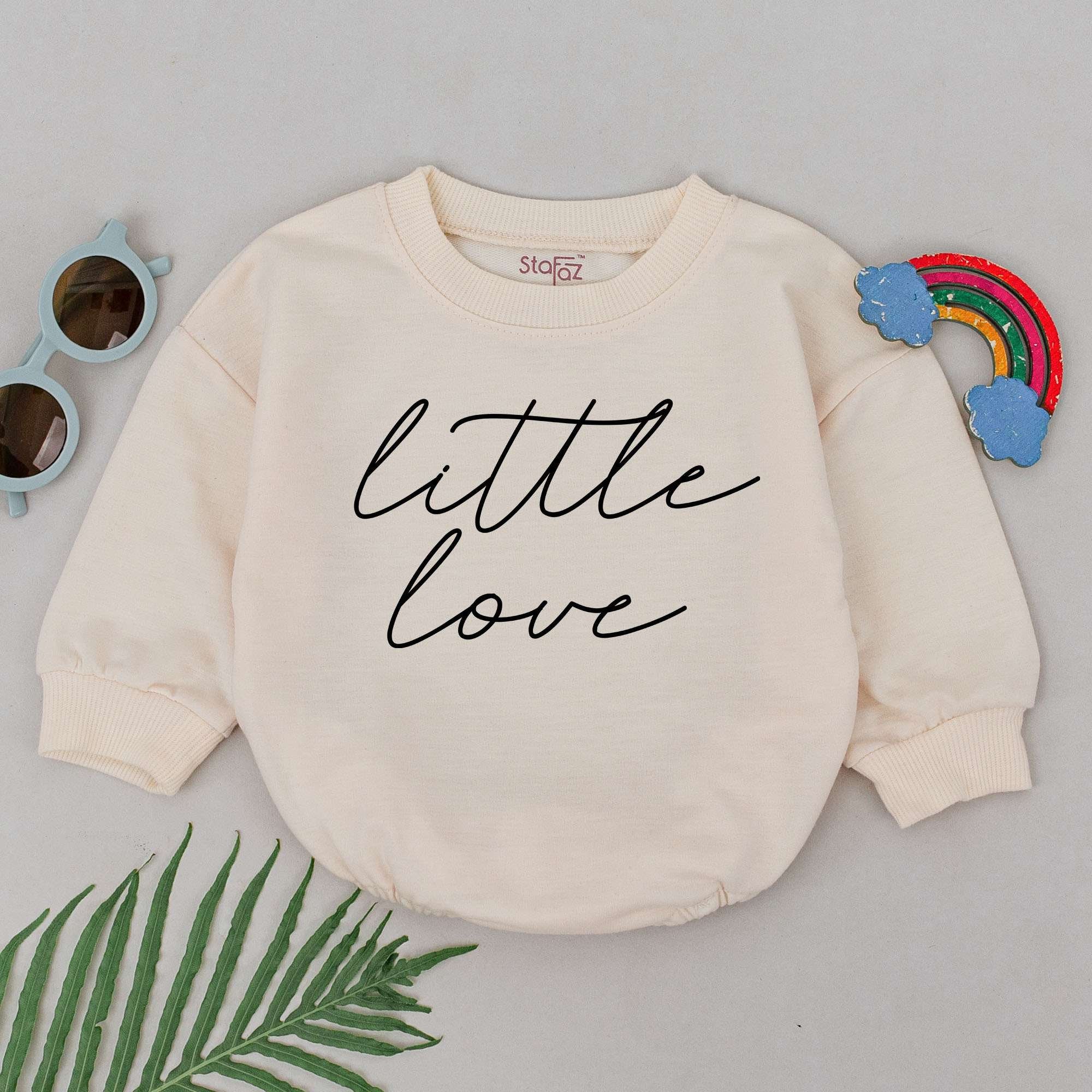 Little Love Romper for Baby Girls Soft Cotton Newborn Outfit Ideal for Mother's Day Baby Shower Gift Minimalist Handwritten Design