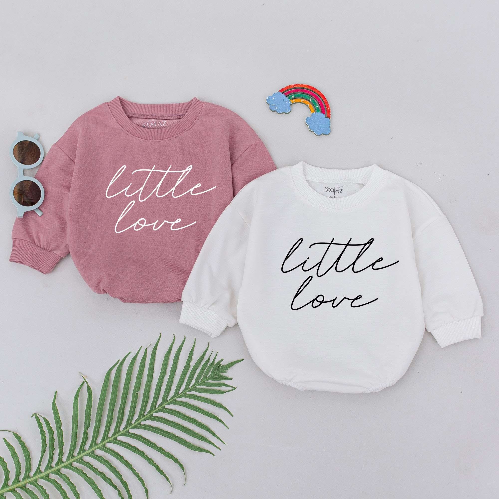 Little Love Romper for Baby Girls Soft Cotton Newborn Outfit Ideal for Mother's Day Baby Shower Gift Minimalist Handwritten Design
