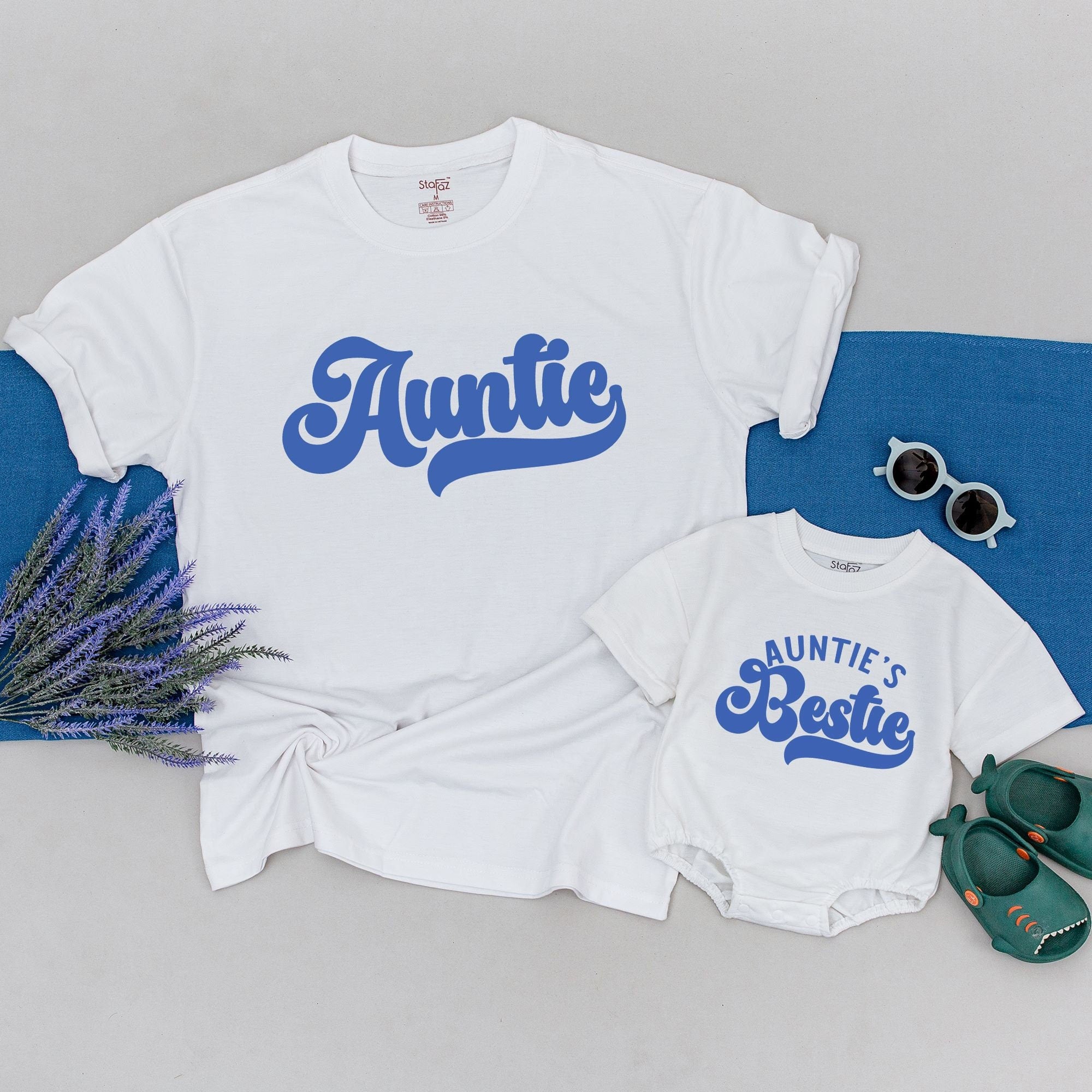 Custom Family Matching Shirts with Name: Auntie & Bestie Twinning Gift