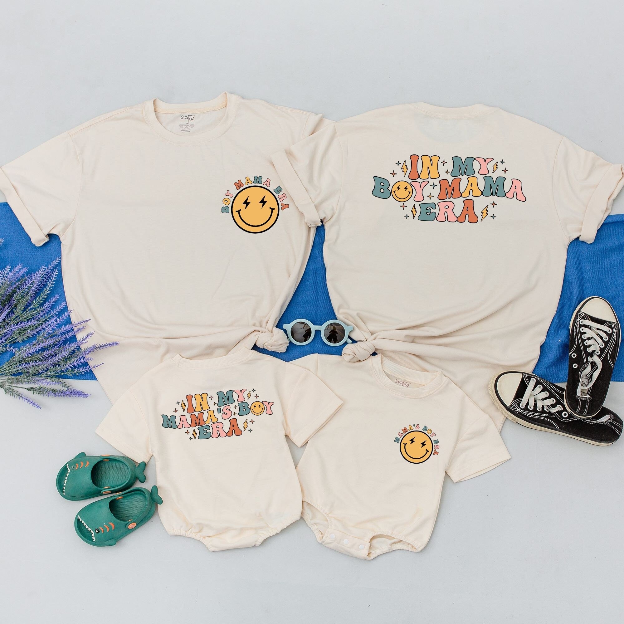 In My Boy Mama Era Matching Tees for Mom and Son Pastel Fun Gift
