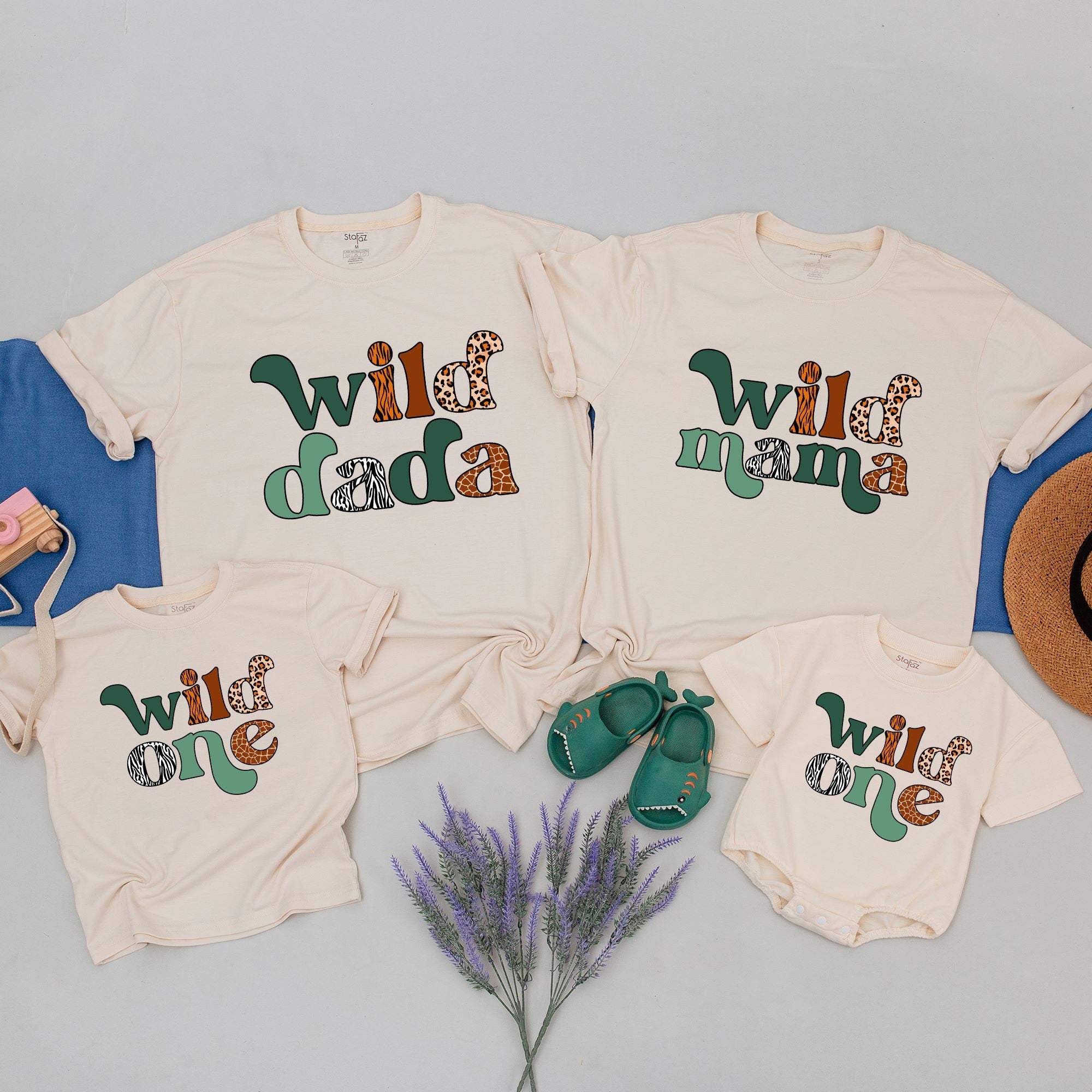 Custom Wild One Family Matching Safari Shirts with Name