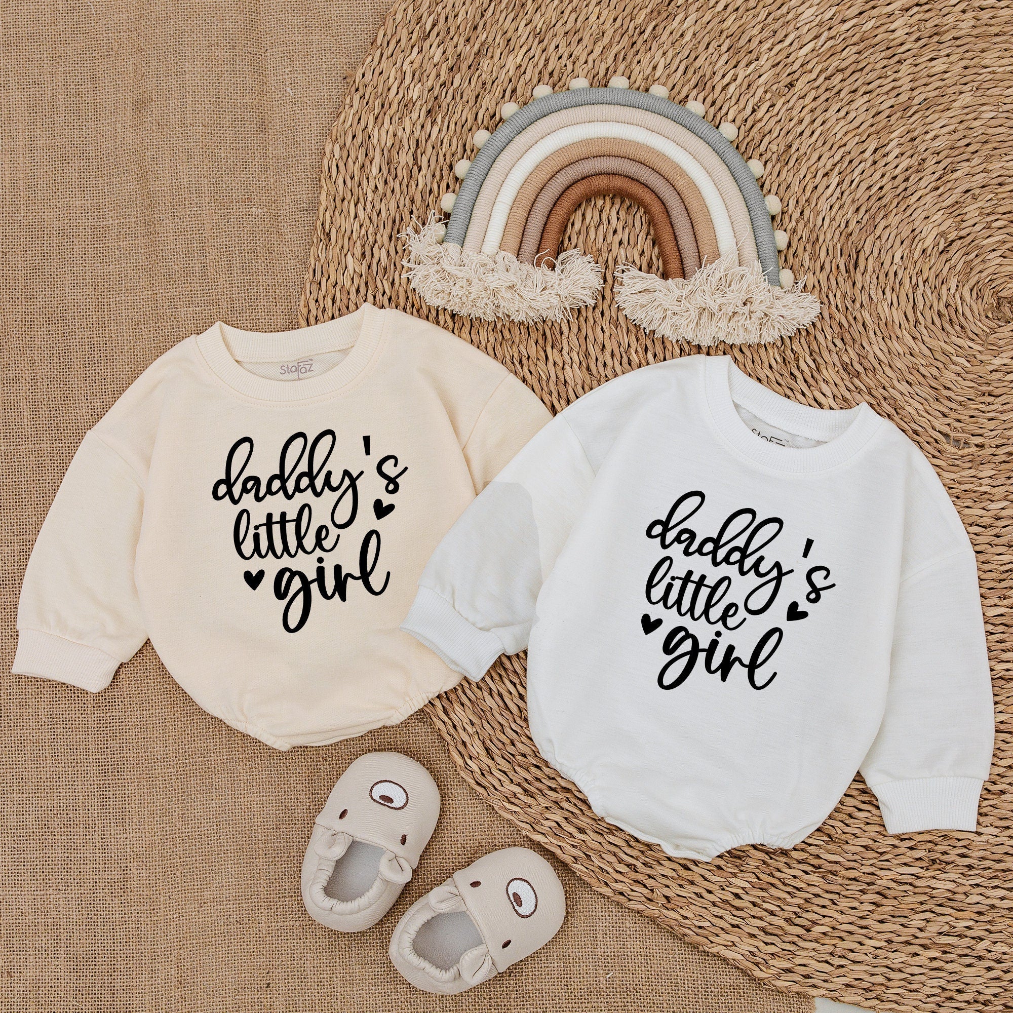 Daddy's Little Girl Romper with Hearts - Soft Pink Outfit