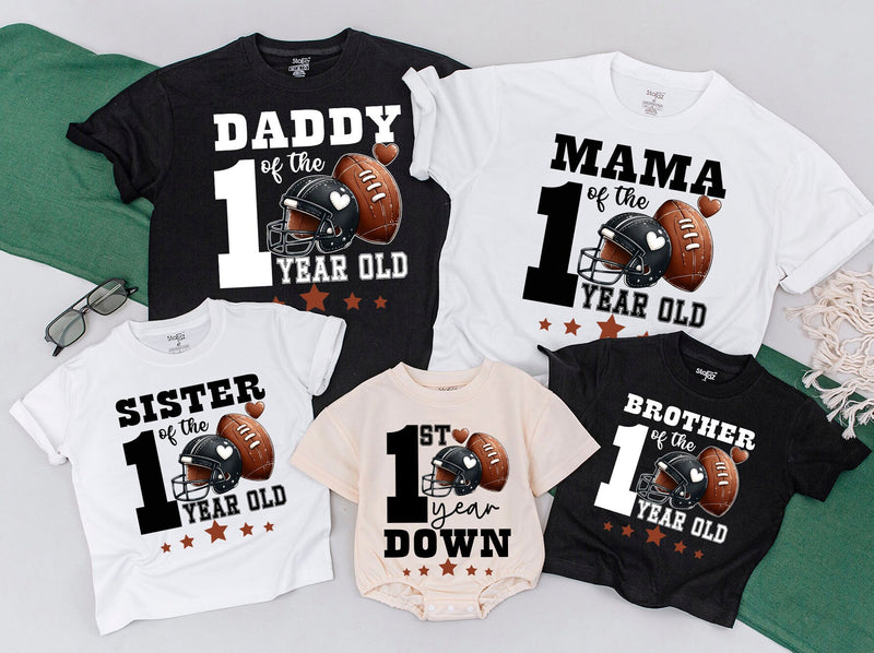 Football First Birthday Family Shirts with Sporty Design