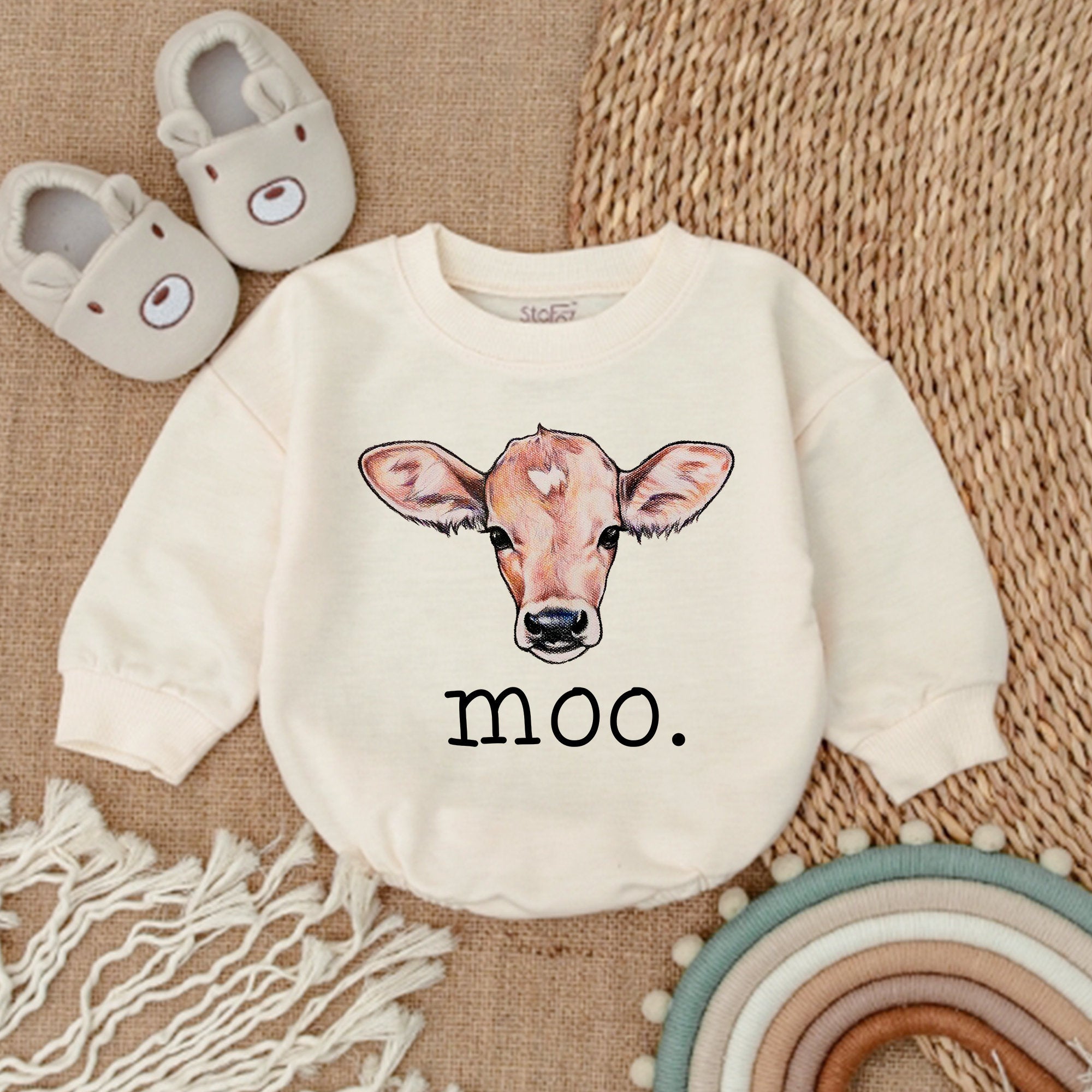 Charming Moo Cow Baby Romper - Adorable Farm Outfit