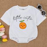 Little Cutie Baby Romper with Smiling Orange Face Comfortable Cotton Outfit for Baby Showers or Casual Wear Bright Fruit Design