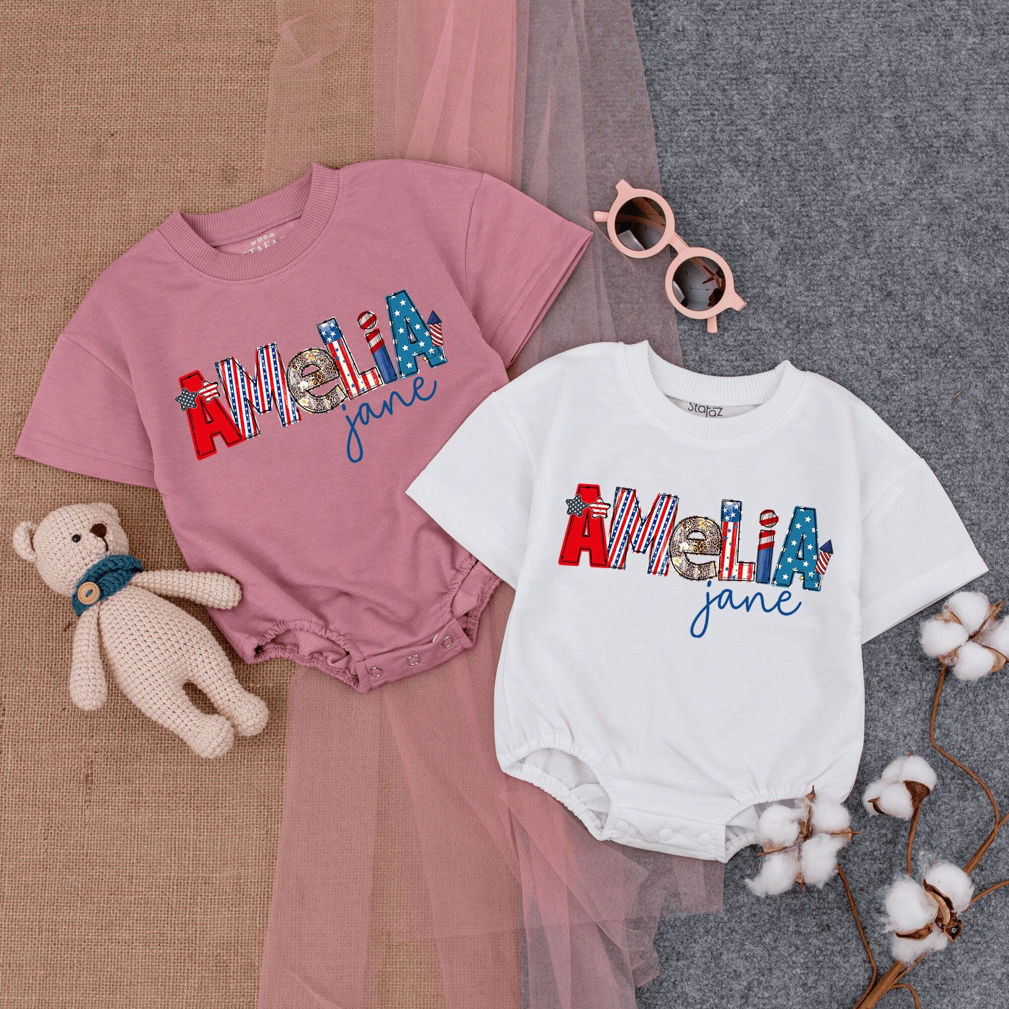 Personalized 4th of July Baby Romper - Unique & Festive Design