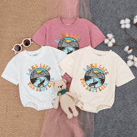 Lake Life Baby Romper Short Sleeve with Mountains and Sun Soft Cotton Outdoor Adventure Bodysuit Cute Gift for Summer Baby Clothes