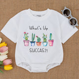 What's Up Succa Baby Romper with Cactus Design Funny Gift Unisex Hipster Clothes Soft Cotton Bodysuit for Baby or Toddler Party Wear