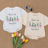 What's Up Succa Baby Romper with Cactus Design Funny Gift Unisex Hipster Clothes Soft Cotton Bodysuit for Baby or Toddler Party Wear