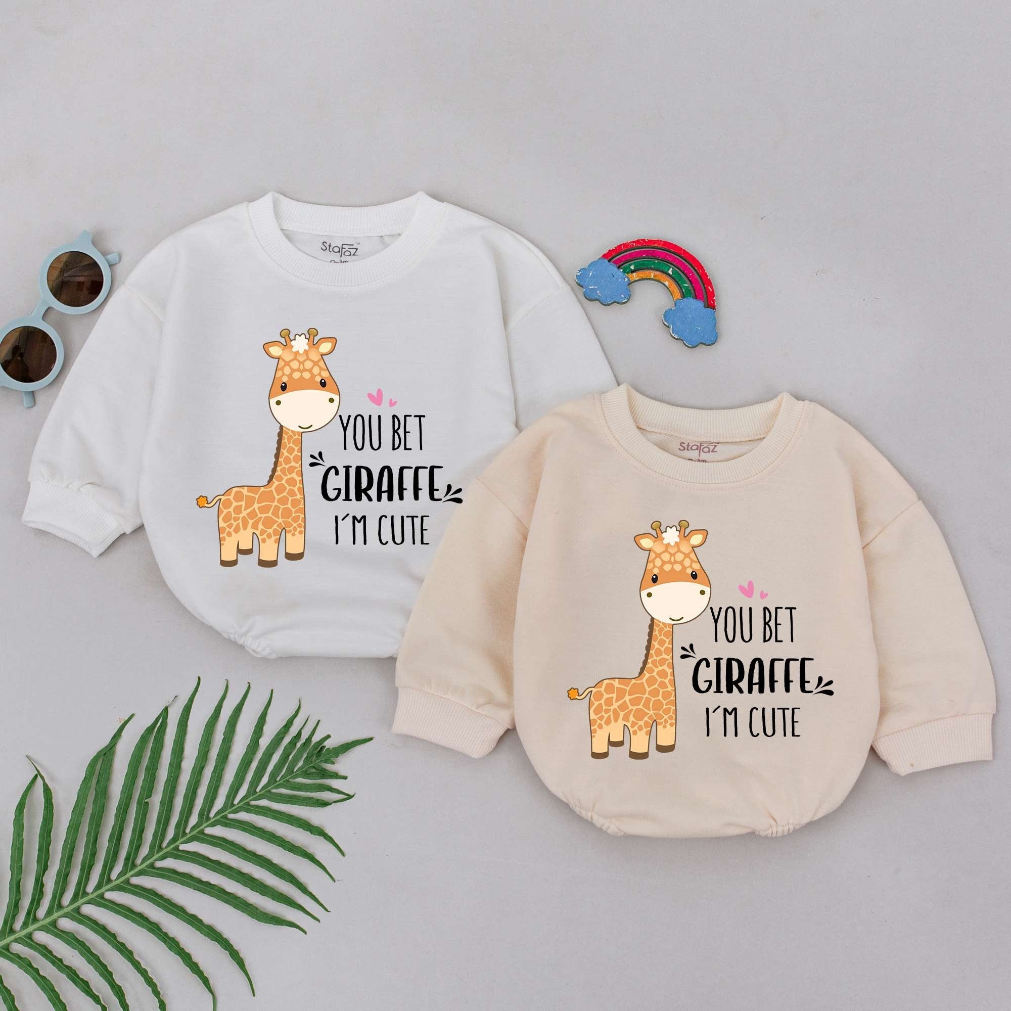 You Bet Giraffe I'm Cute Baby Romper Fun Cartoon Animal Outfit Gift for Boys Girls Soft Cotton Playful Design Infant Bodysuit
