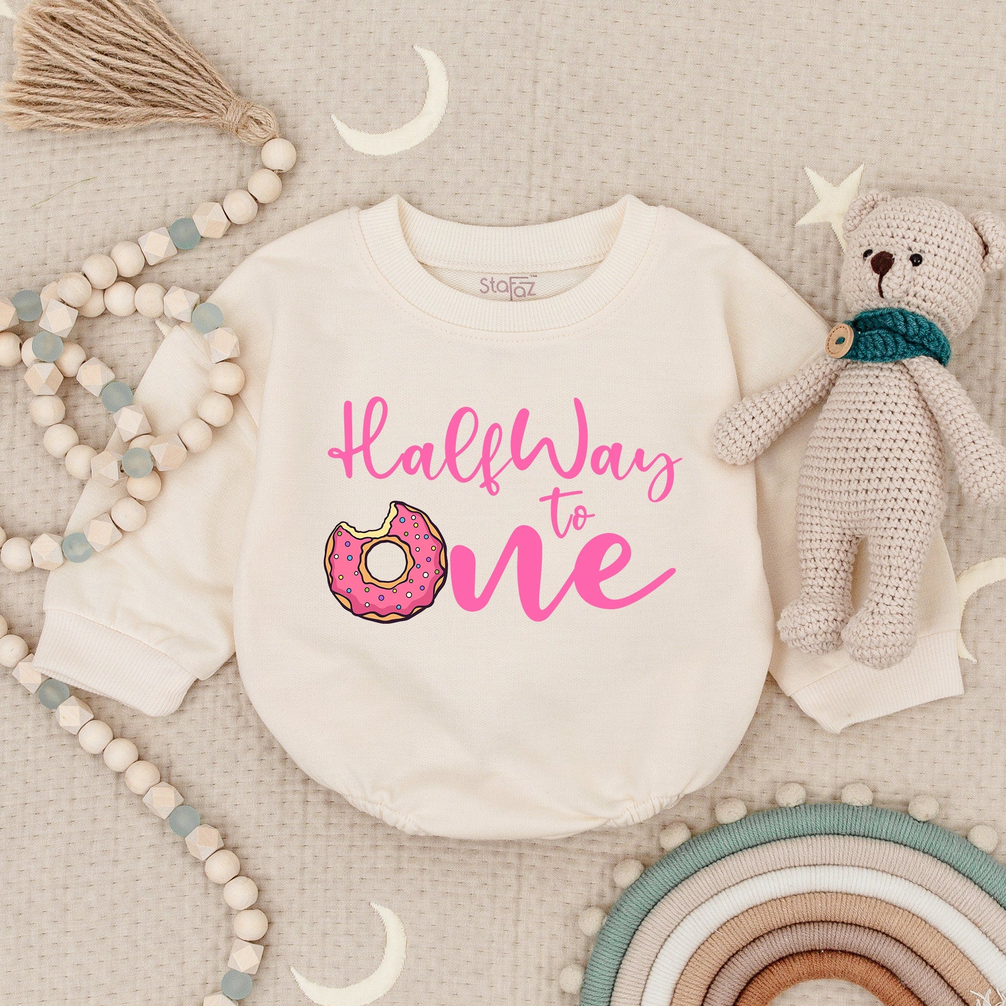 Half Way to One Donut Birthday Romper for Boys & Girls