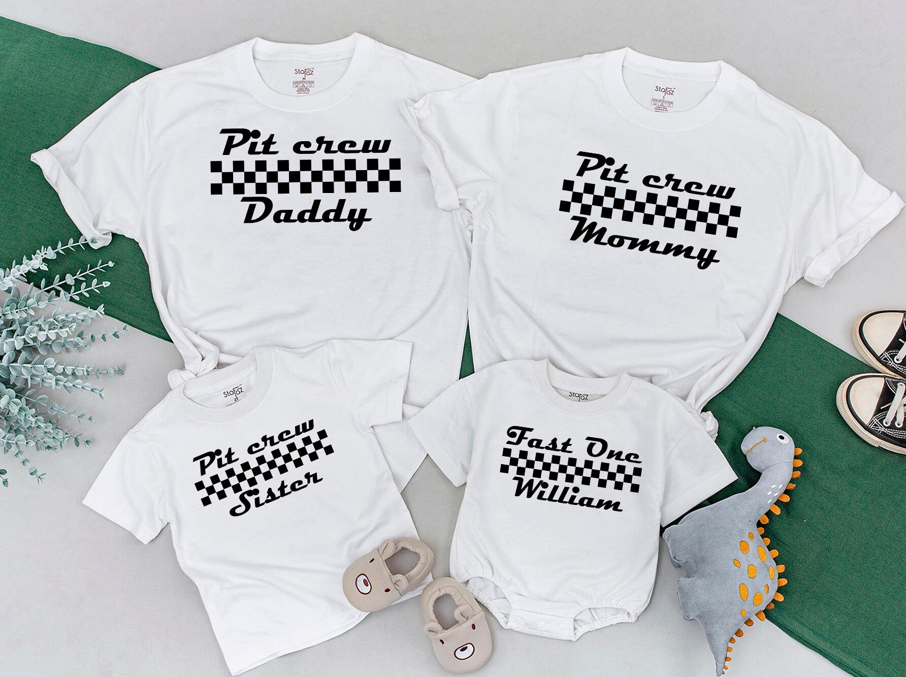 Fast One Family Birthday Shirts Personalized Race Car Theme Outfit Matching Cotton Tees for Mom Dad Sister Brother Toddler 1st Birthday