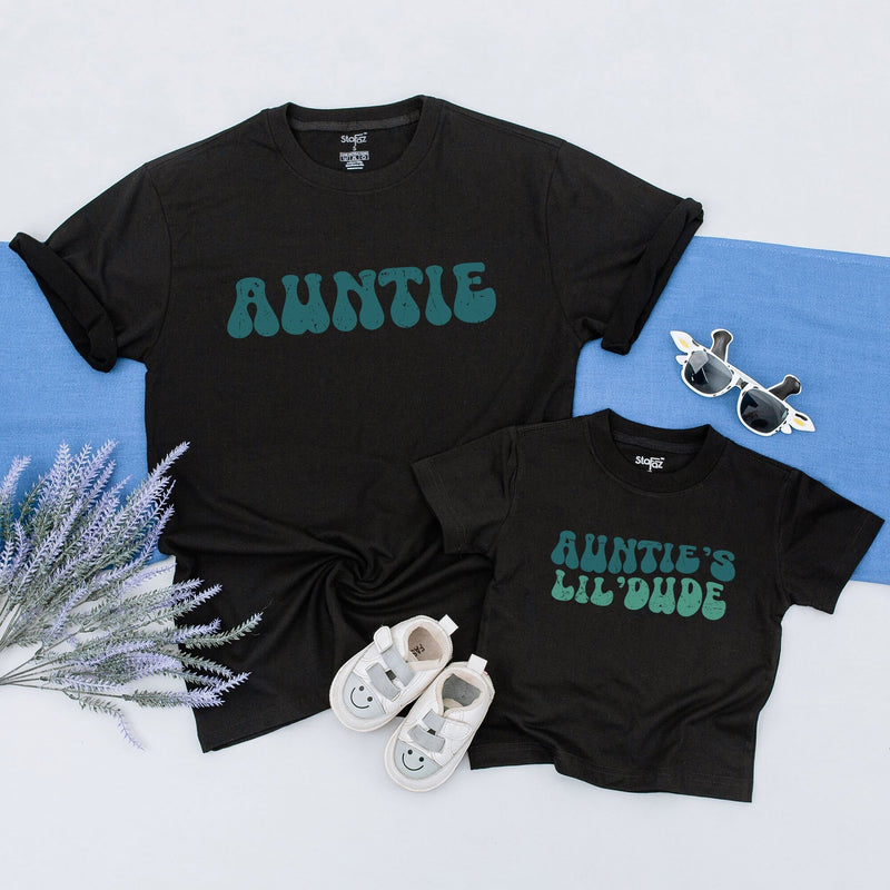 Personalized Auntie & Lil' Dude Matching Retro Shirts