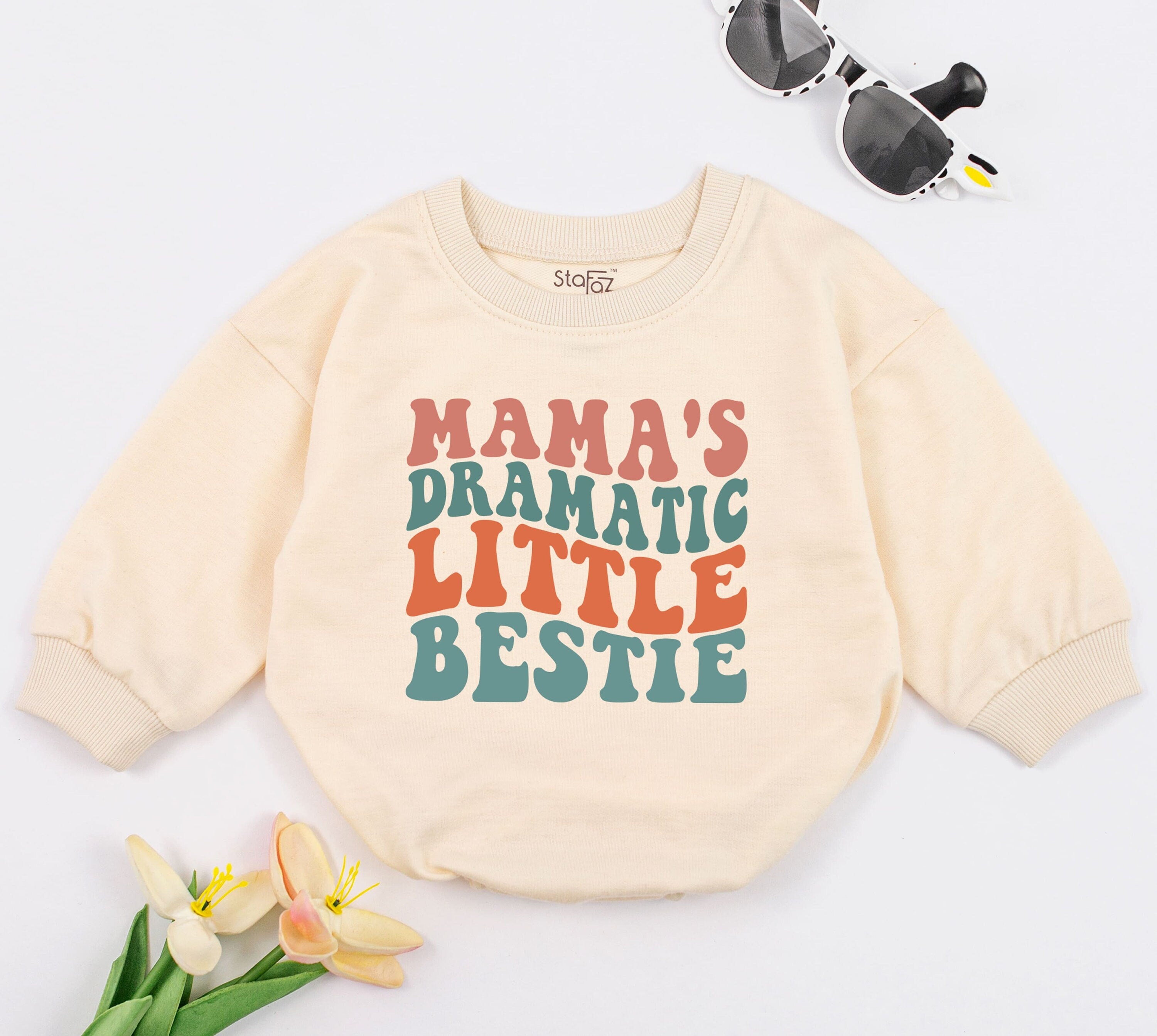 Mama's Dramatic Little Bestie Baby Romper Soft Cotton Bodysuit Perfect for Baby Shower Newborn Gift First Mother's Day Outfit