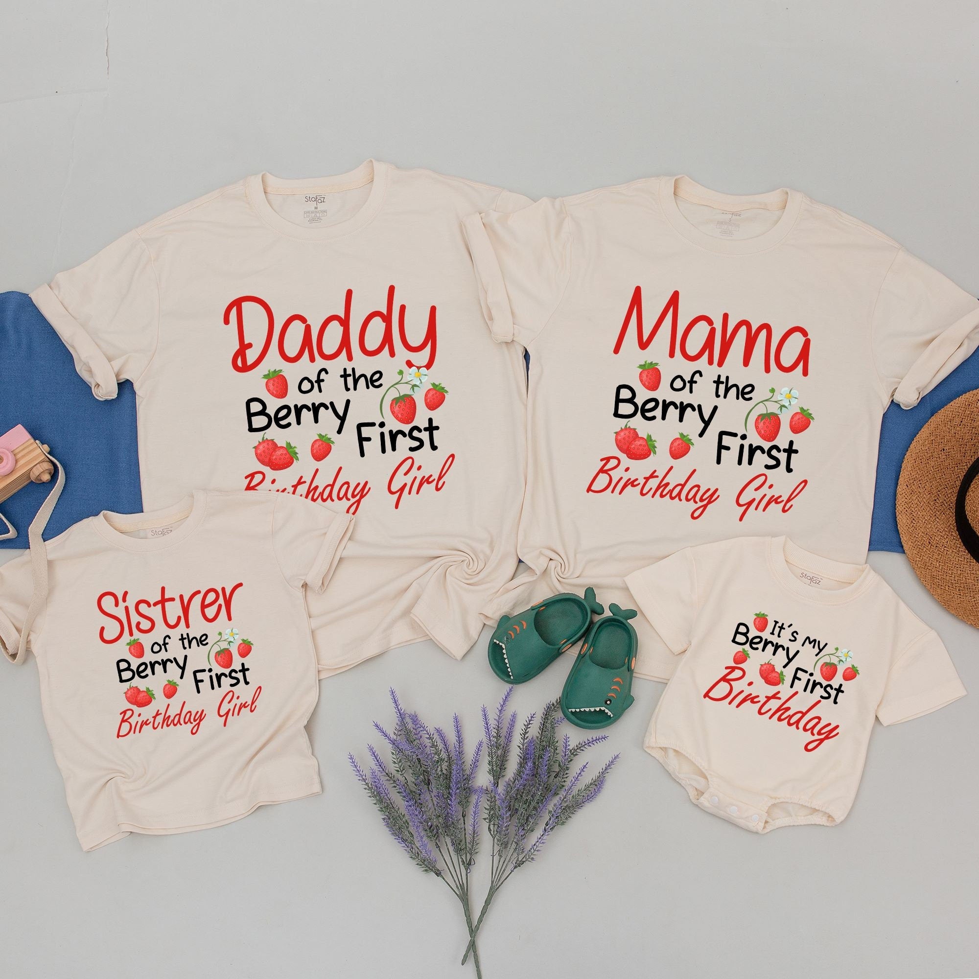 Custom Family Matching Strawberry Birthday Shirts - Personalize with Names