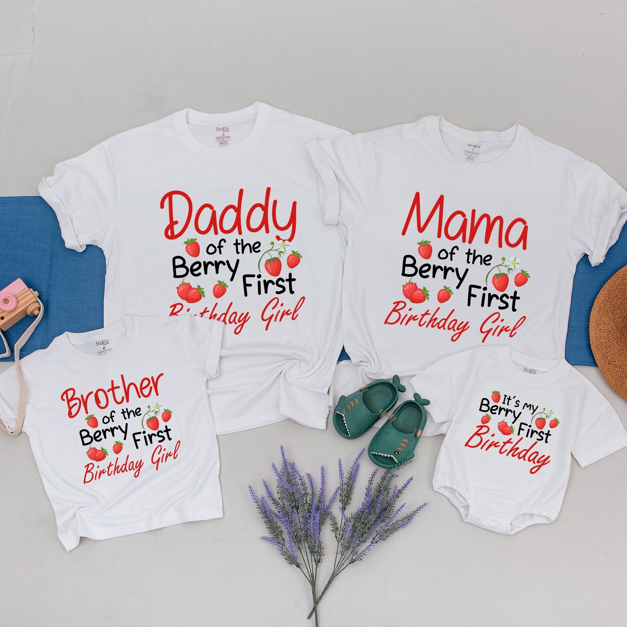 Custom Family Matching Strawberry Birthday Shirts - Personalize with Names