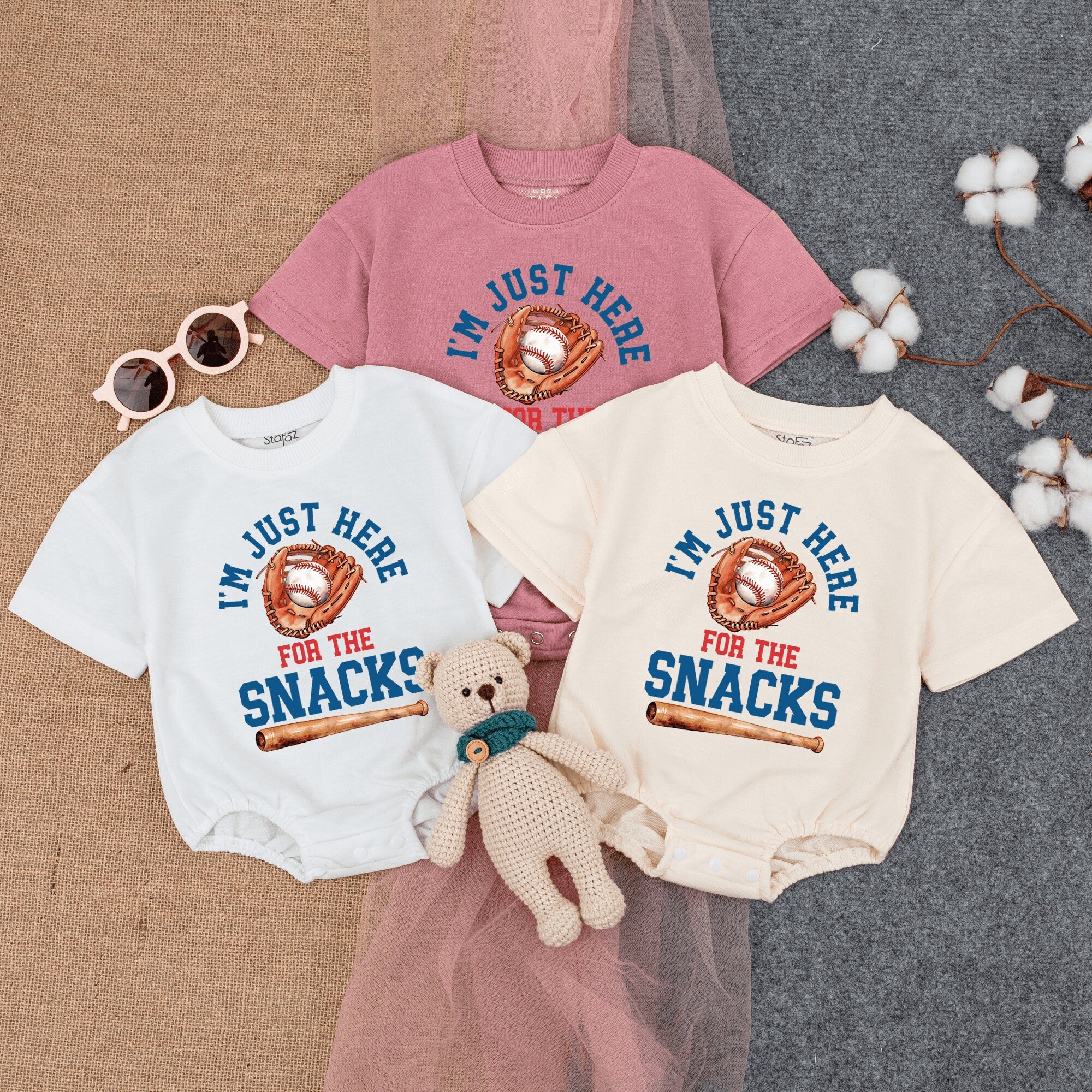 Baseball Snack Time Bubble Romper for Toddlers