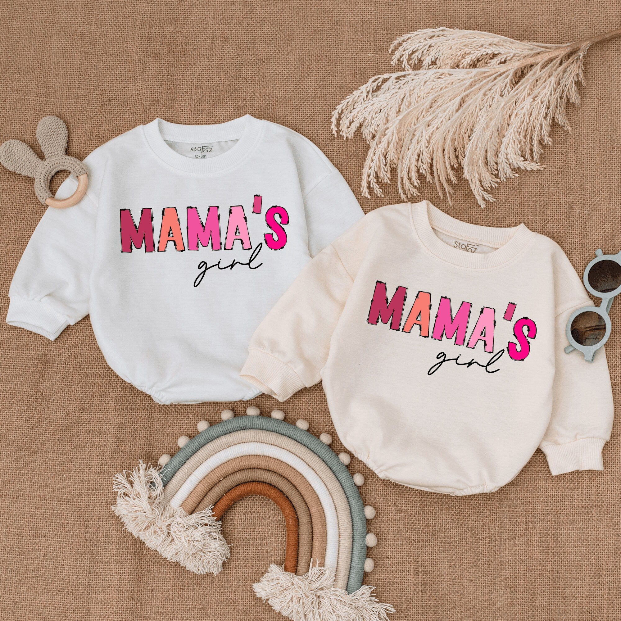 Mama's Girl Pink Retro Romper Newborn Baby Outfit Comfortable Cotton Vintage Design Playful Cursive Text Infant Girl Clothes