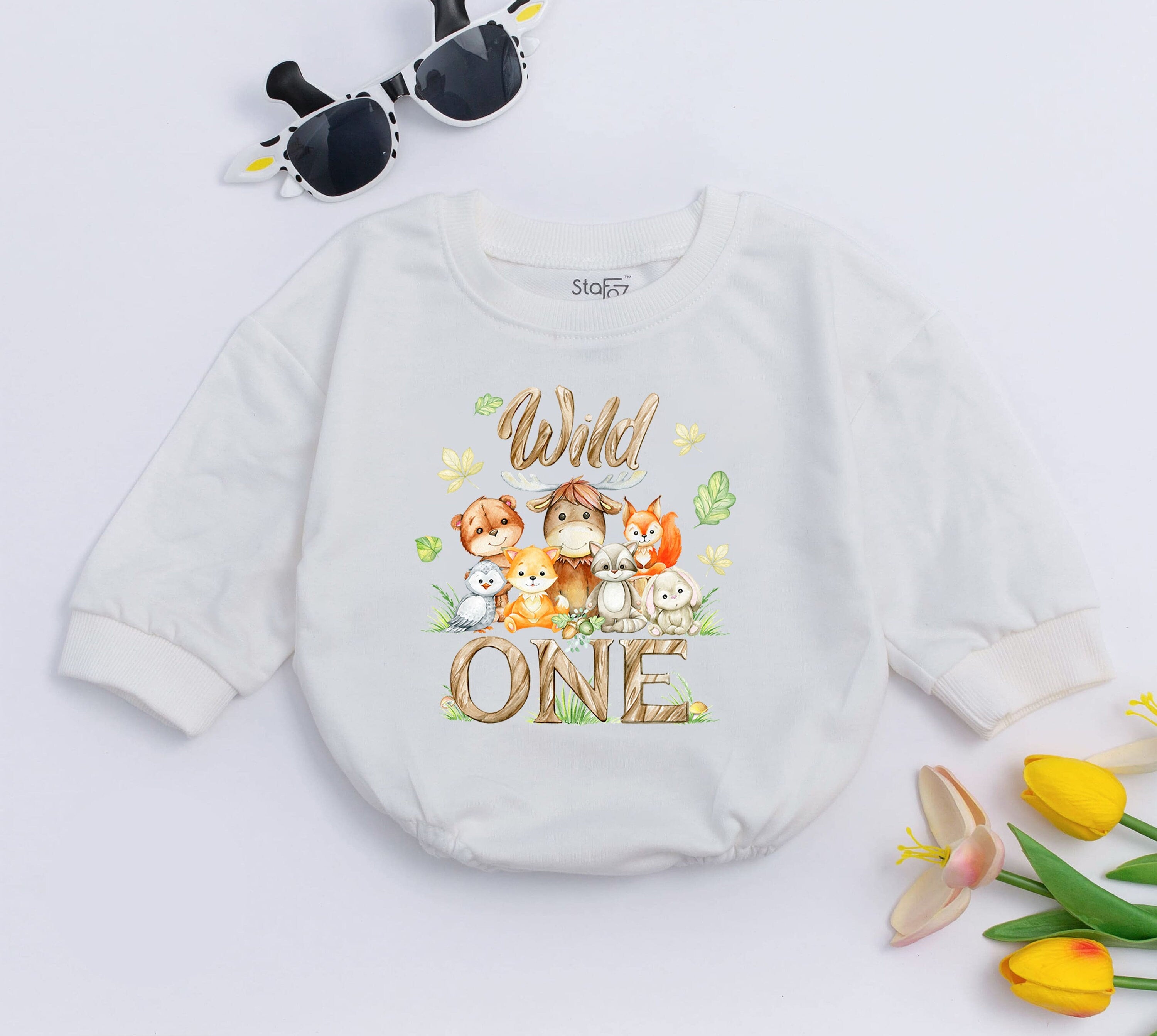 Wild One Animal Birthday Romper for Infants
