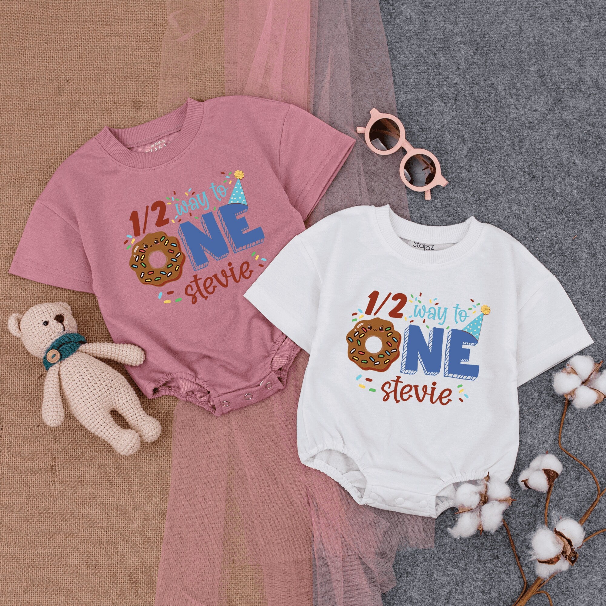 Personalized Donut Half Birthday Romper - Celebrate Your Baby's Milestone