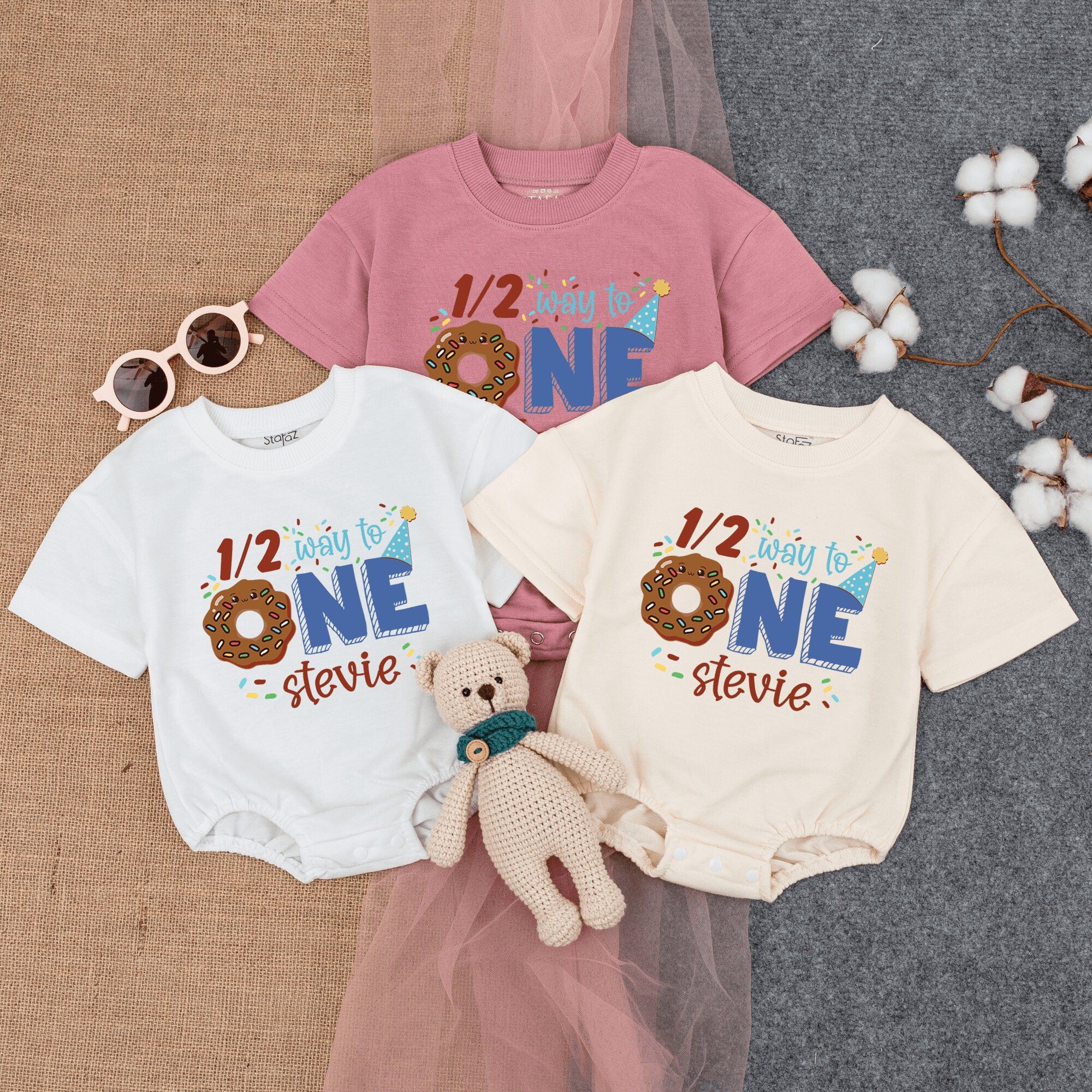 Personalized Donut Half Birthday Romper - Celebrate Your Baby's Milestone