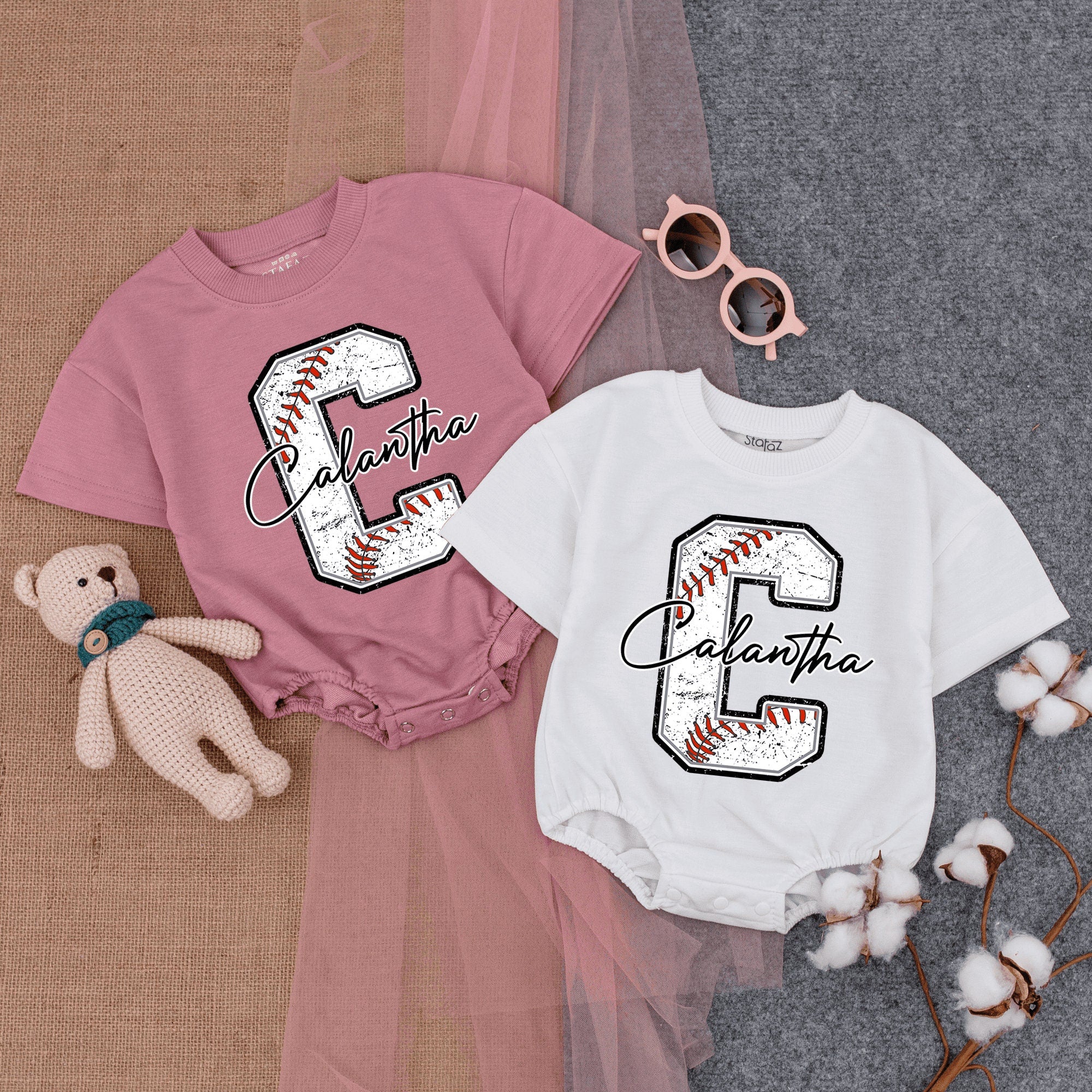 Sporty Baby Romper with Baseball C Letter Calantha Design Infant Bodysuit for Game Day Soft Comfortable Cotton Gift for Boys Girls