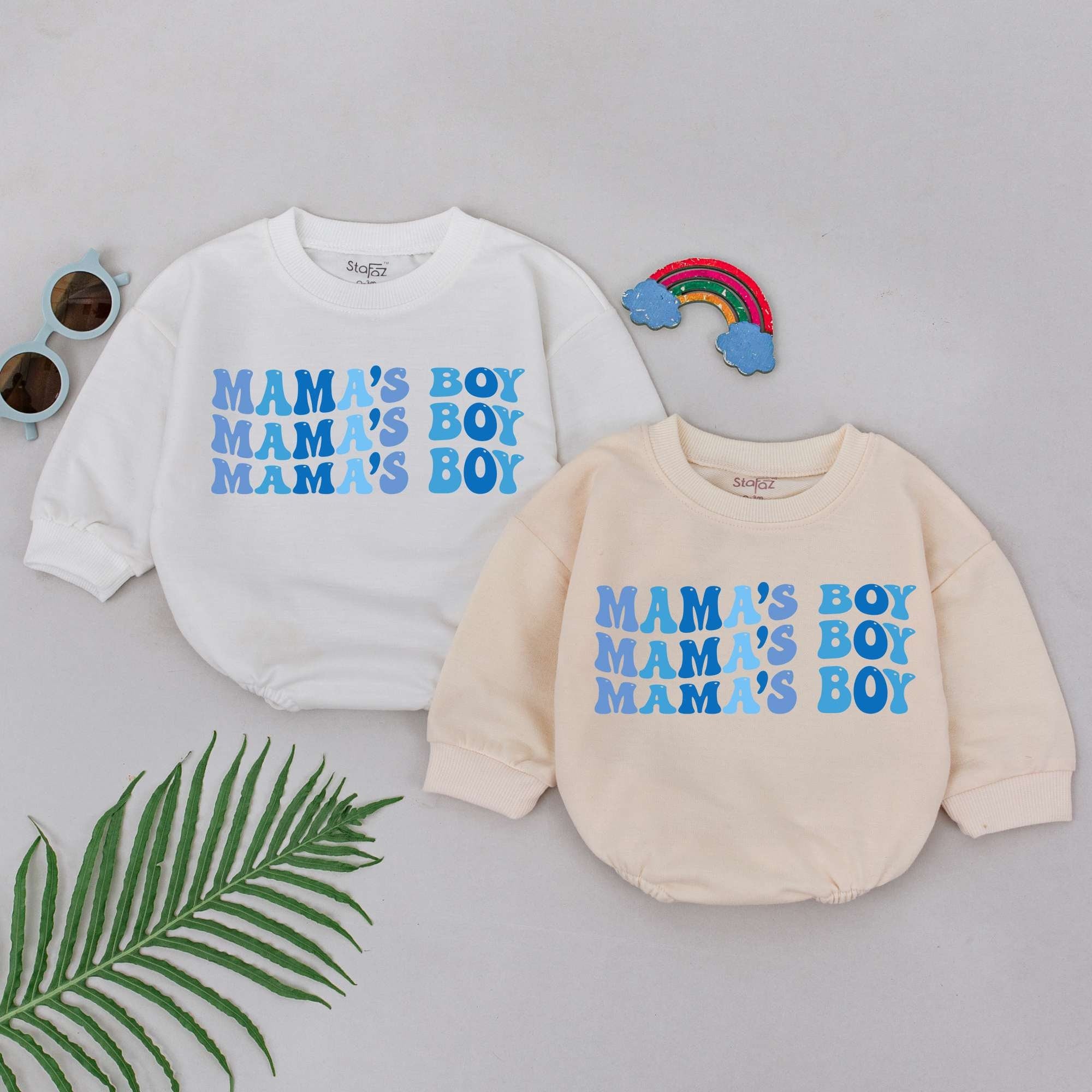 Mama's Boy Blue Text Baby Romper Soft Cotton Bodysuit Gift for Newborn Infant Boy Fun Minimalist Outfit Mother's Day Celebration