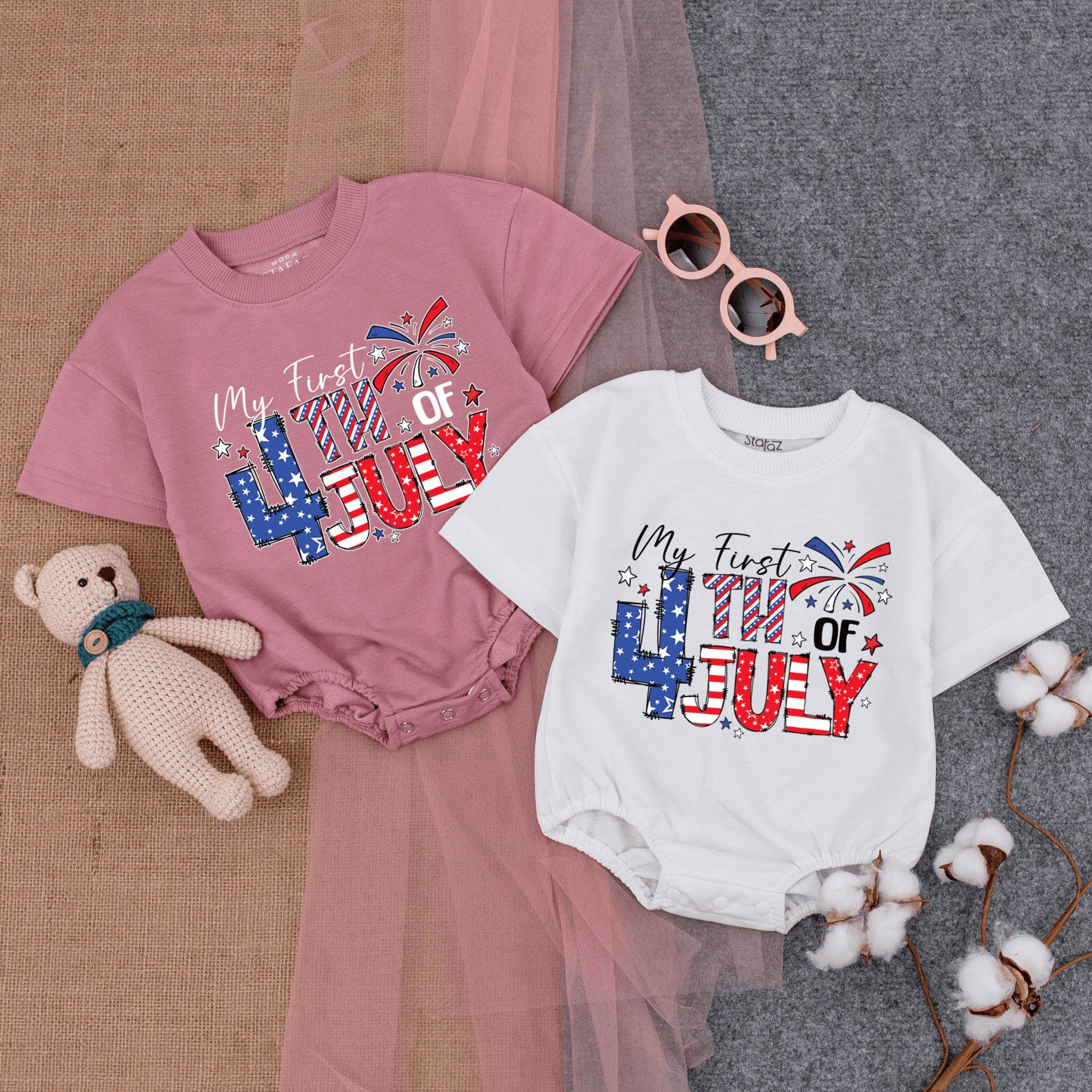 My First 4th of July Baby Romper Festive Stars and Stripes Bodysuit Infant Patriotic Celebration Outfit Soft Cotton Holiday Gift