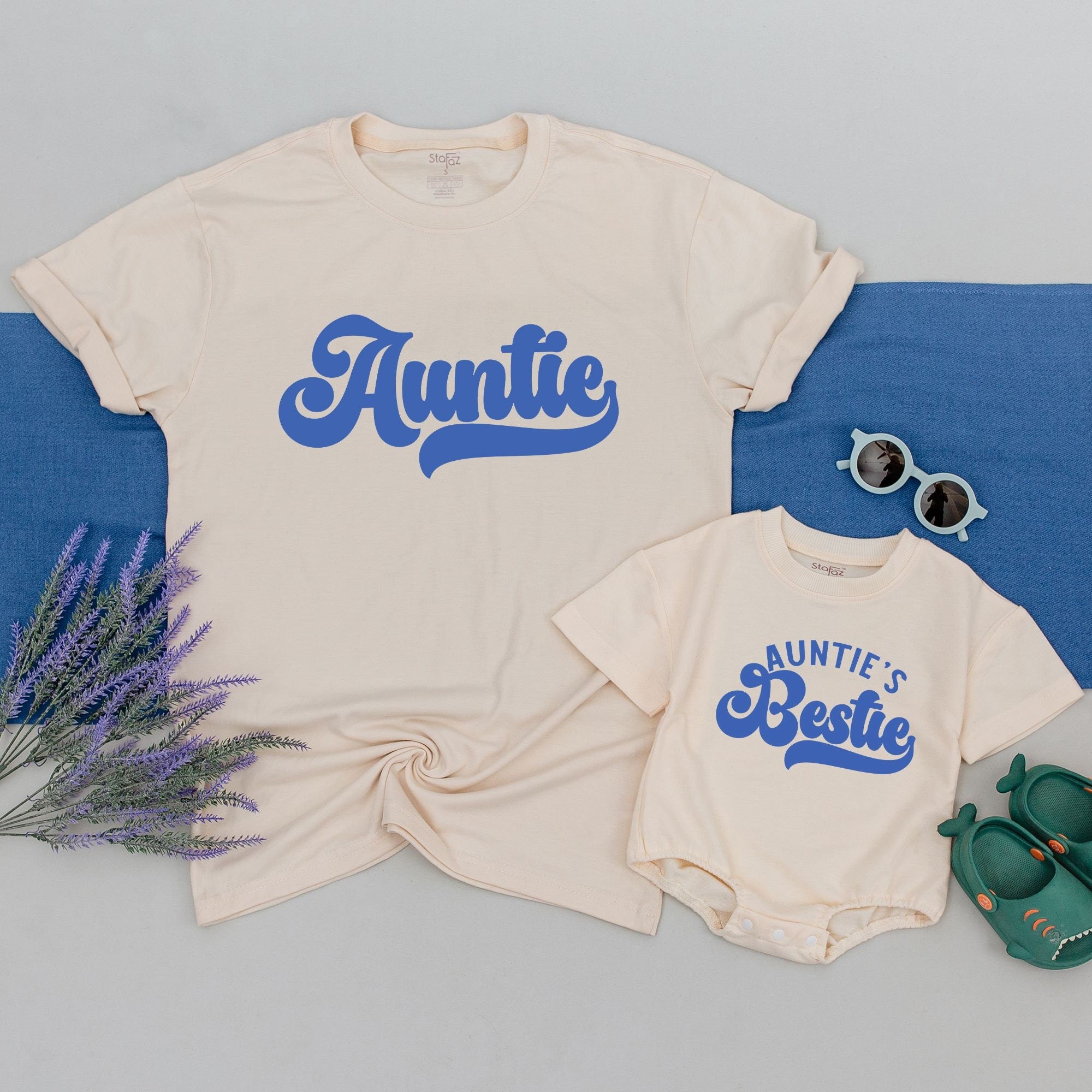 Custom Family Matching Shirts with Name: Auntie & Bestie Twinning Gift
