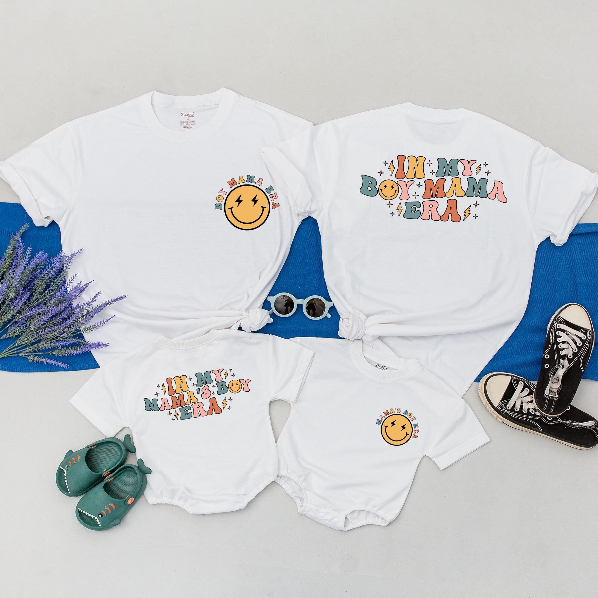 In My Boy Mama Era Matching Tees for Mom and Son Pastel Fun Gift