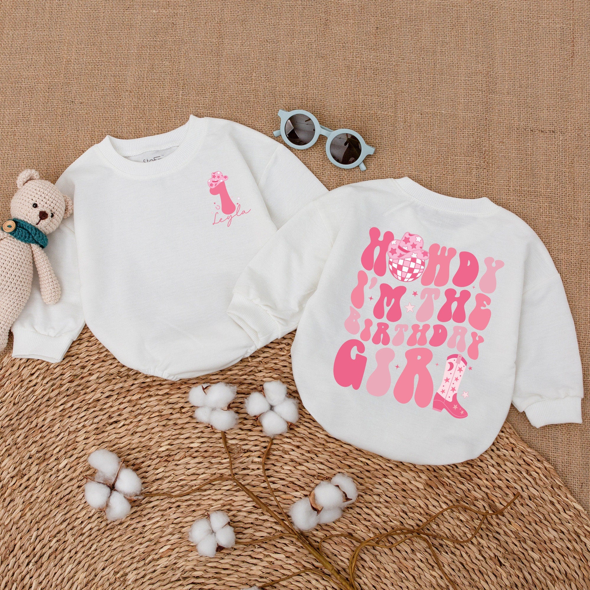 Personalized Howdy Birthday Girl Cowgirl Romper Outfit