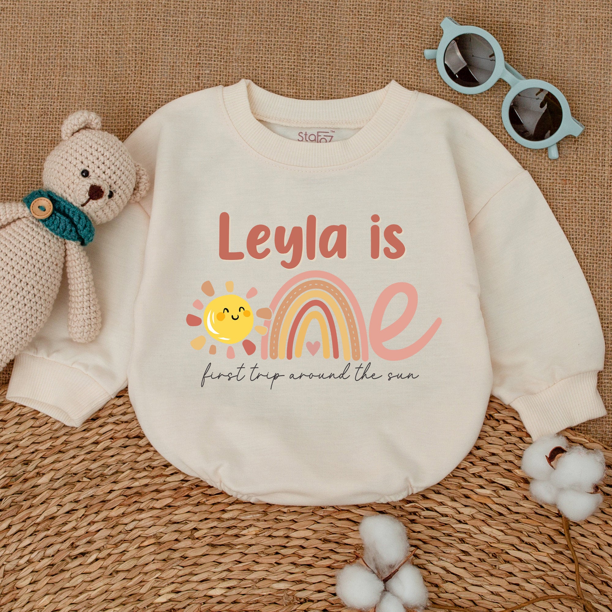 Custom Sun Romper with Name: Unique Birthday Bodysuit Gift