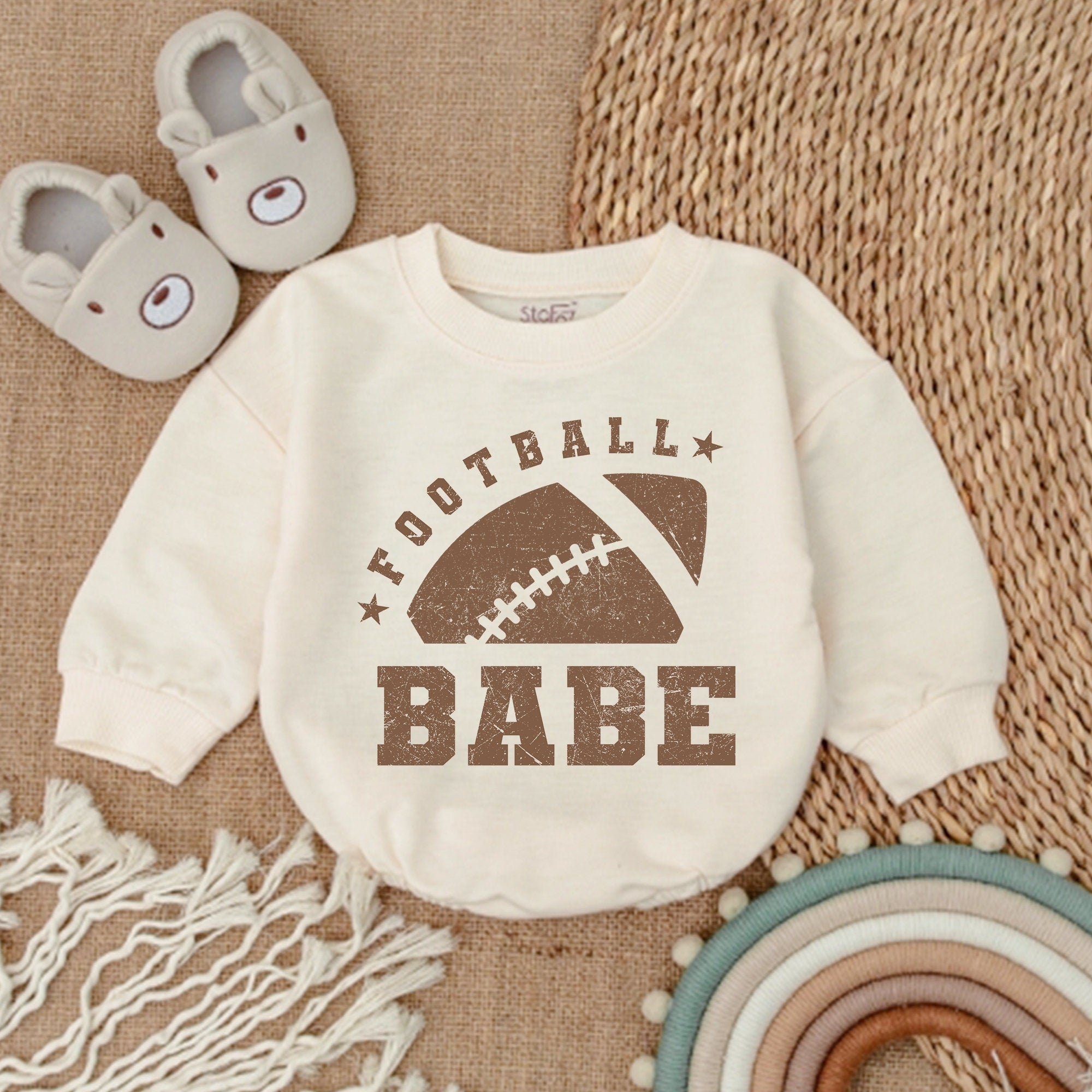 Vintage Football Babe Oversized Romper Soft Cotton Jumpsuit Baby Girl Boy Toddler Outfit Daddy's Girl Sporty Look Birthday Gift