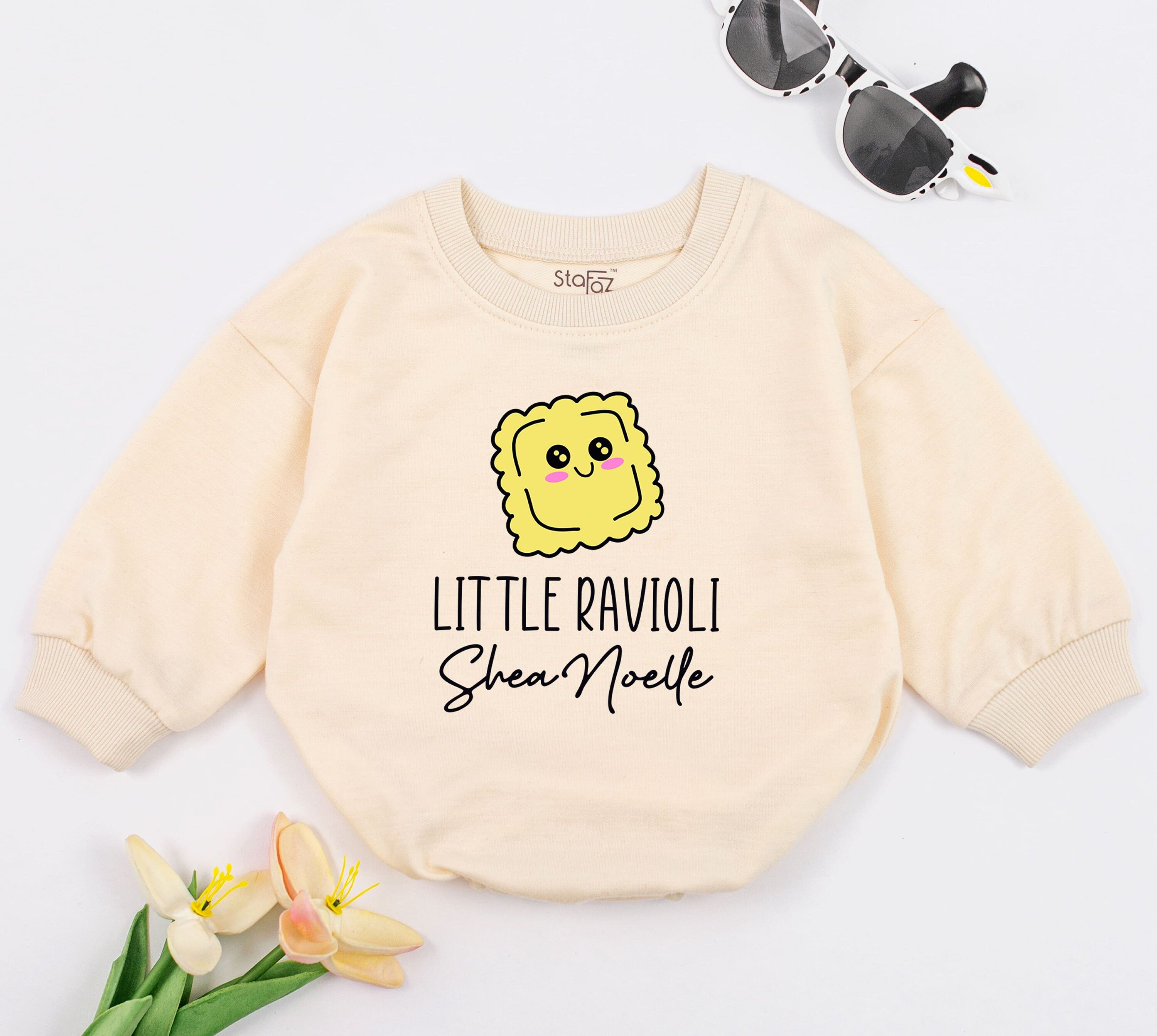 Little Ravioli Personalized Baby Romper with Name