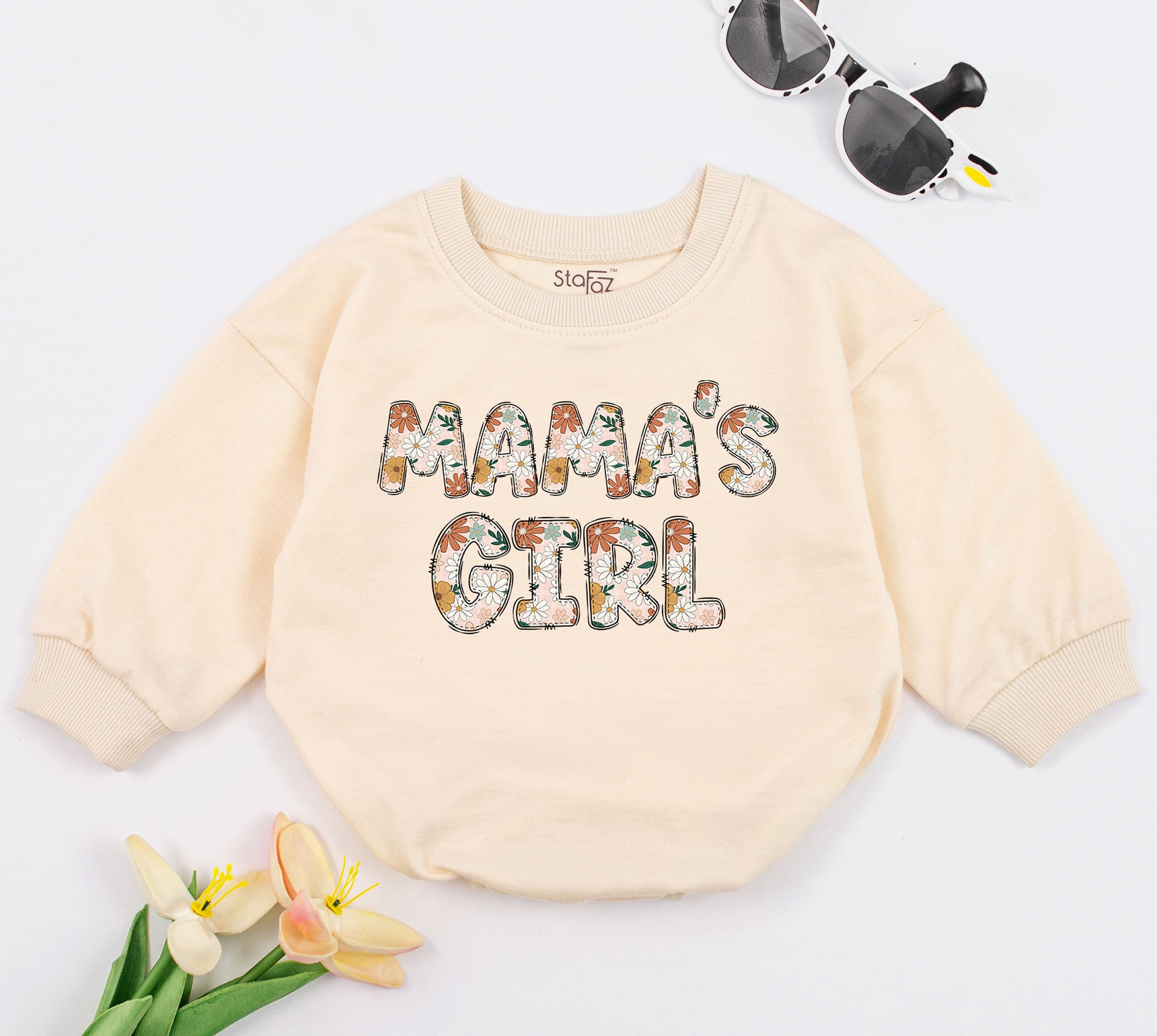 MAMA'S GIRL Retro Floral Baby Romper for Mother's Day Gift
