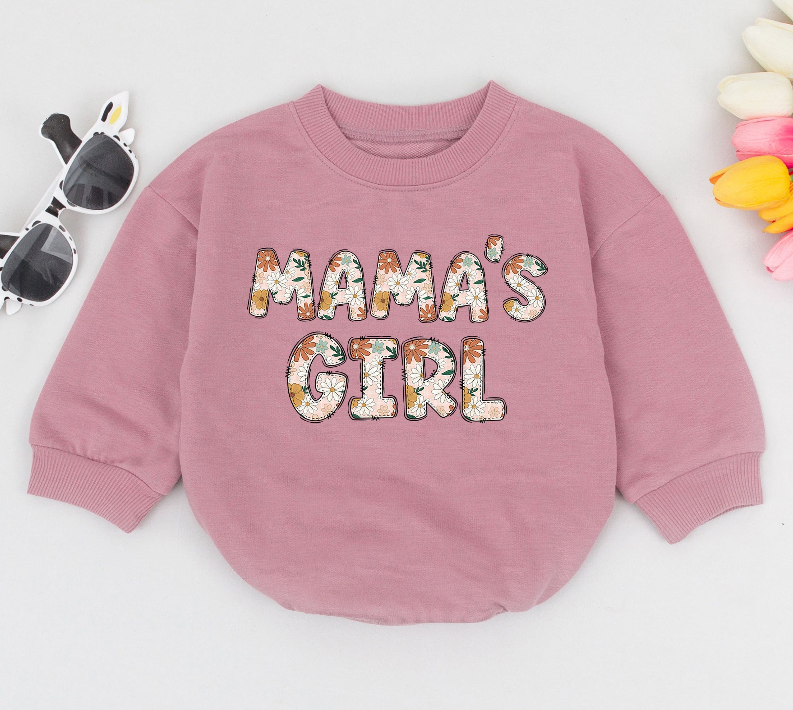 MAMA'S GIRL Retro Floral Baby Romper for Mother's Day Gift