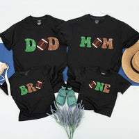 Football Family Matching Shirts Personalized Birthday Outfit Custom Names Sporty 1st Year Down Celebration Soft Cotton Playful Design