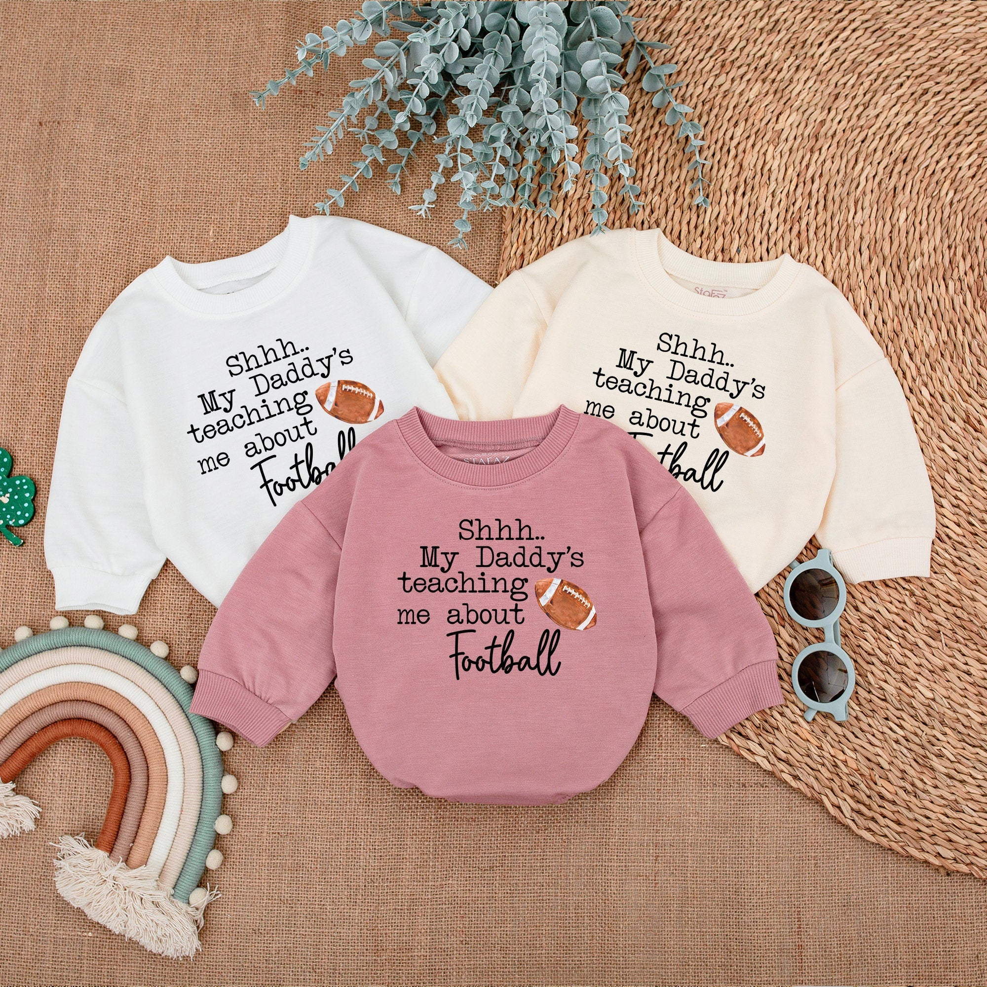 My First Football Season Baby Romper Football Bodysuit Father's Day Outfit Newborn Gift for Baby Girl with Sporty Design and Fun Text