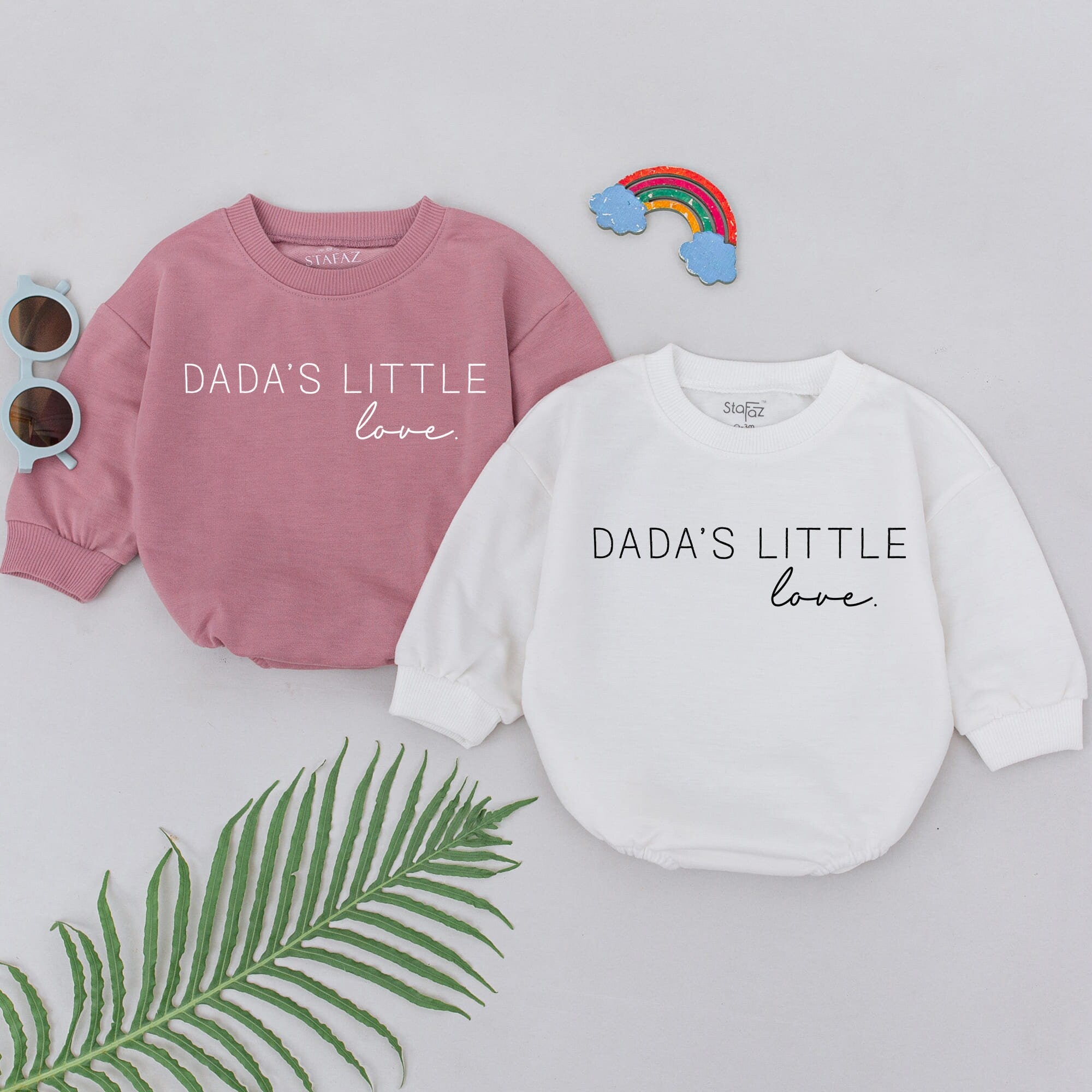 Dada's Little Love Romper Pink or White Baby Girl Father's Day Gift Newborn Soft Cotton Outfit Natural Infant Clothes Comfortable