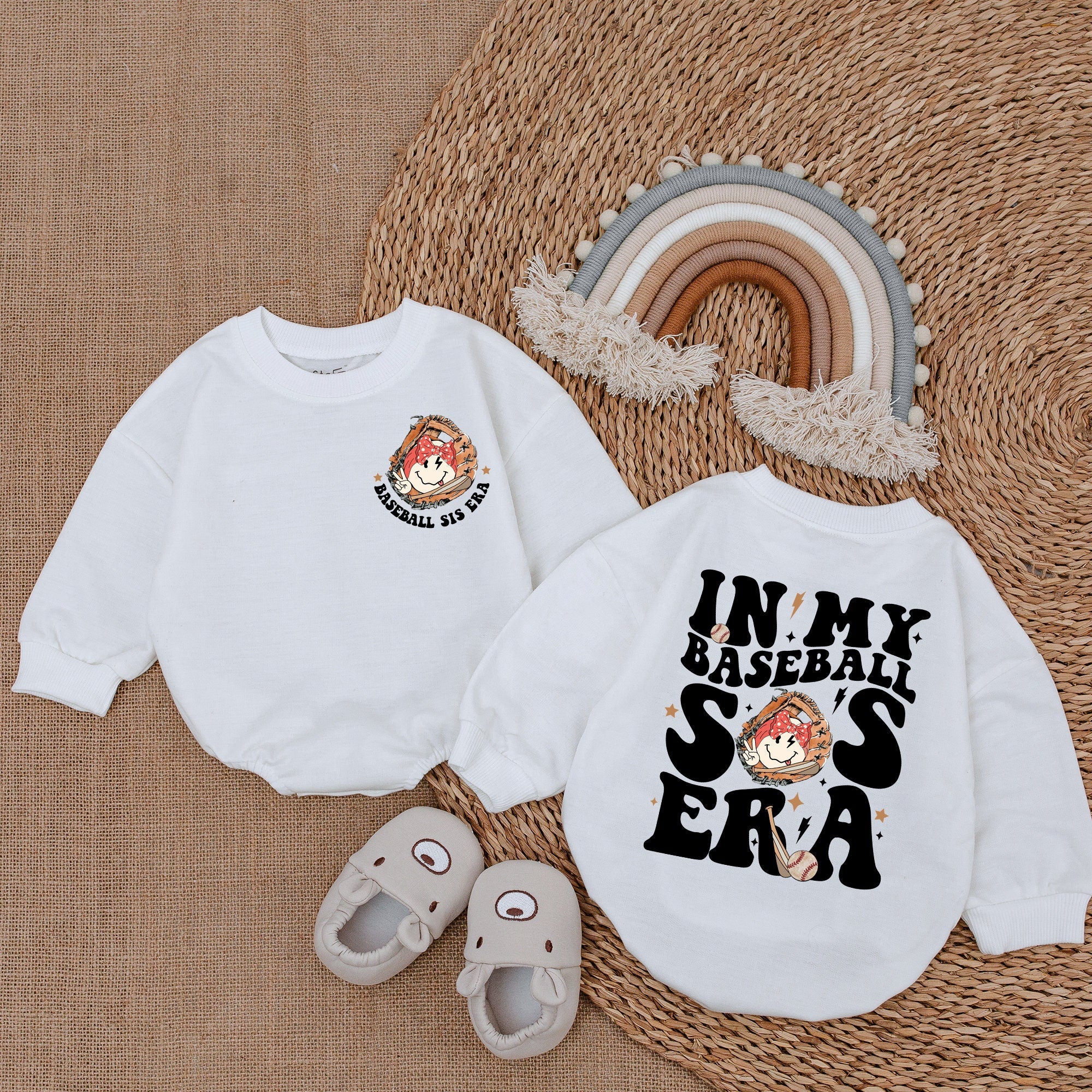 In My Baseball Sister Era Baby Romper with Whimsical Girl Design Cotton Outfit Newborn Infant Toddler Comfortable Playful Birthday Gift
