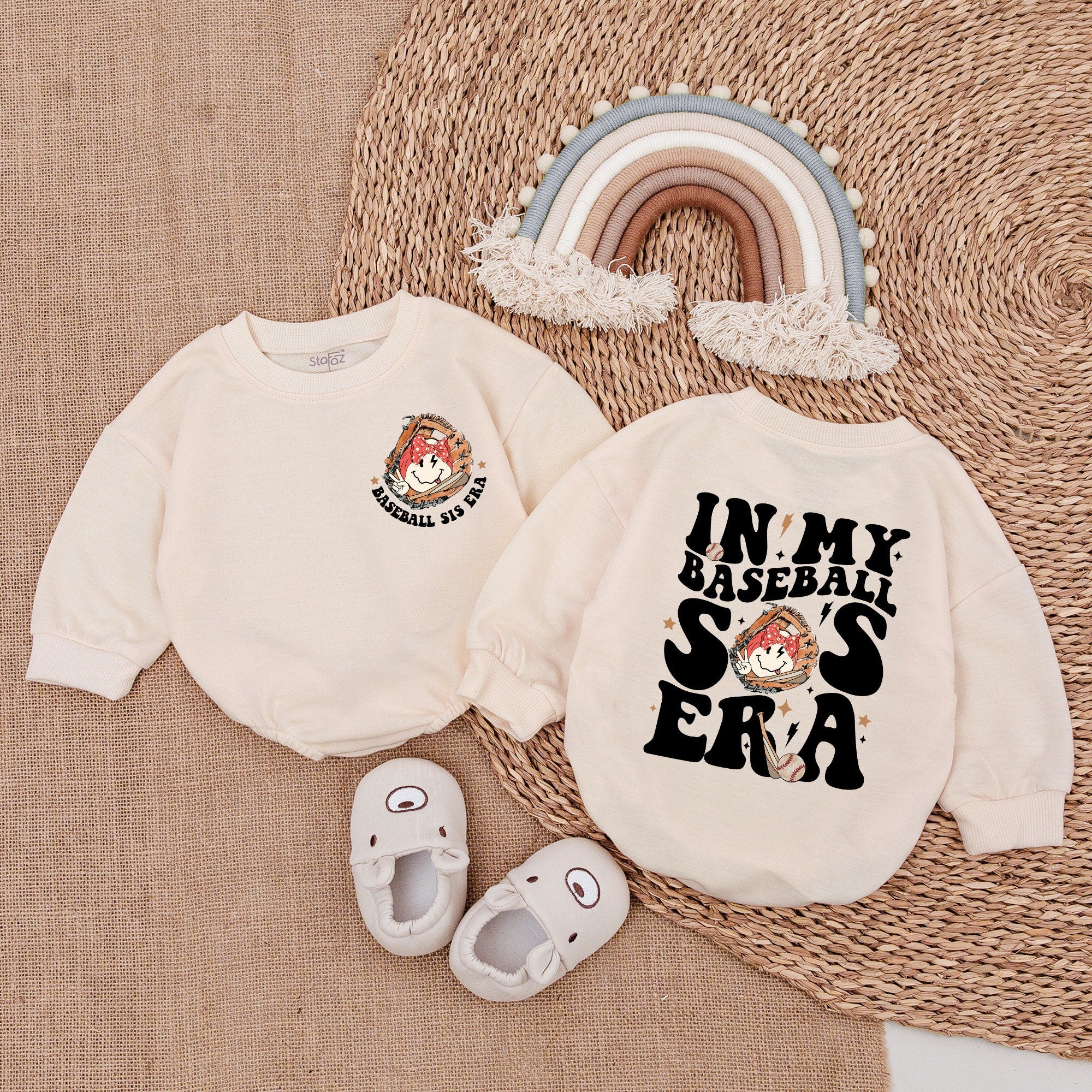 In My Baseball Sister Era Baby Romper with Whimsical Girl Design Cotton Outfit Newborn Infant Toddler Comfortable Playful Birthday Gift