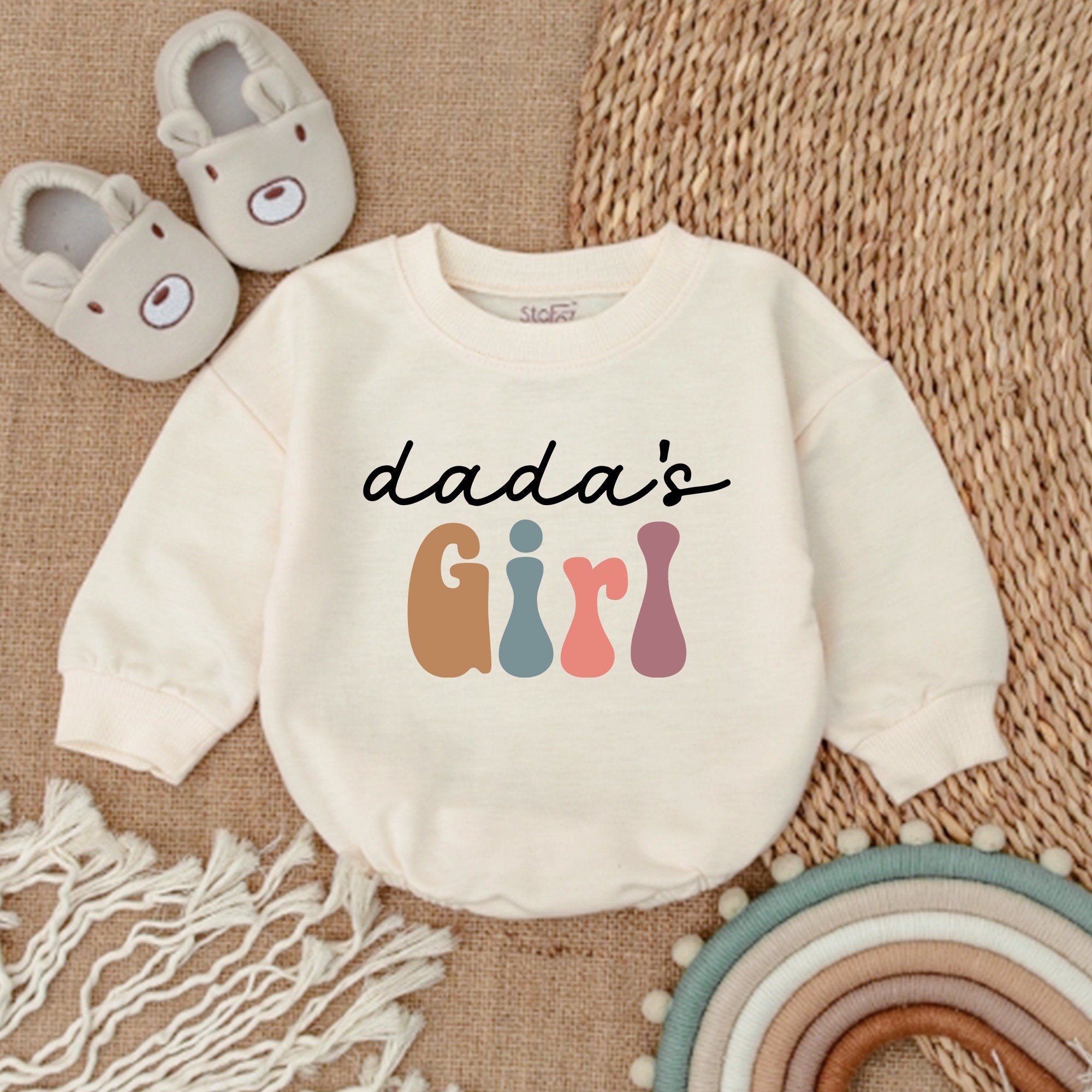 Dada's Girl Bubble Romper Baby Bodysuit Vibrant Colors First Father's Day Gift Soft Cotton Playful Design For Toddler Girl