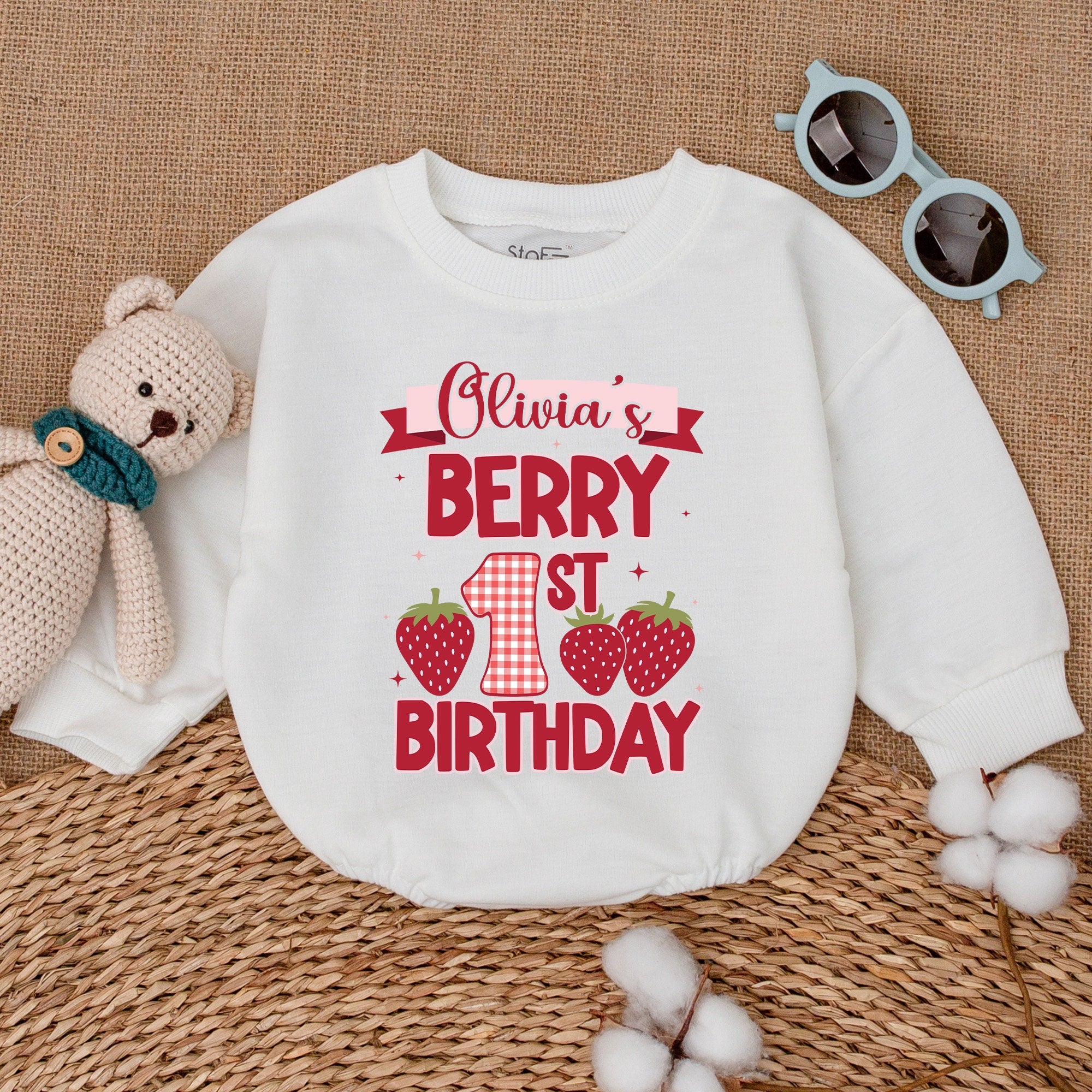 Custom Berry 1st Birthday Romper with Name - Unique Baby Gift