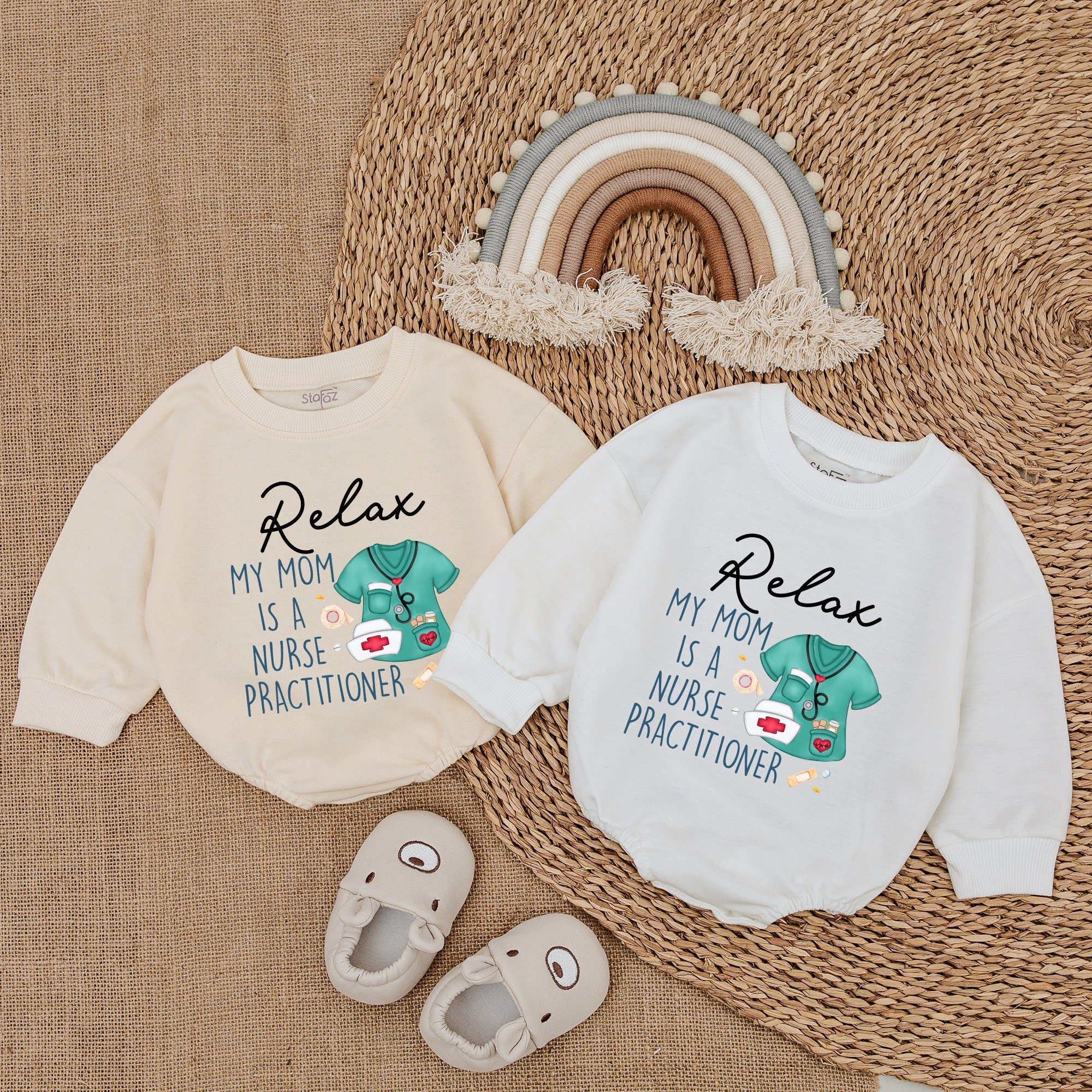 Relax My Mom is a Nurse Practitioner Baby Romper Soft Pastel Newborn Outfit Perfect Baby Shower Gift Comfortable Cotton Infant Clothes