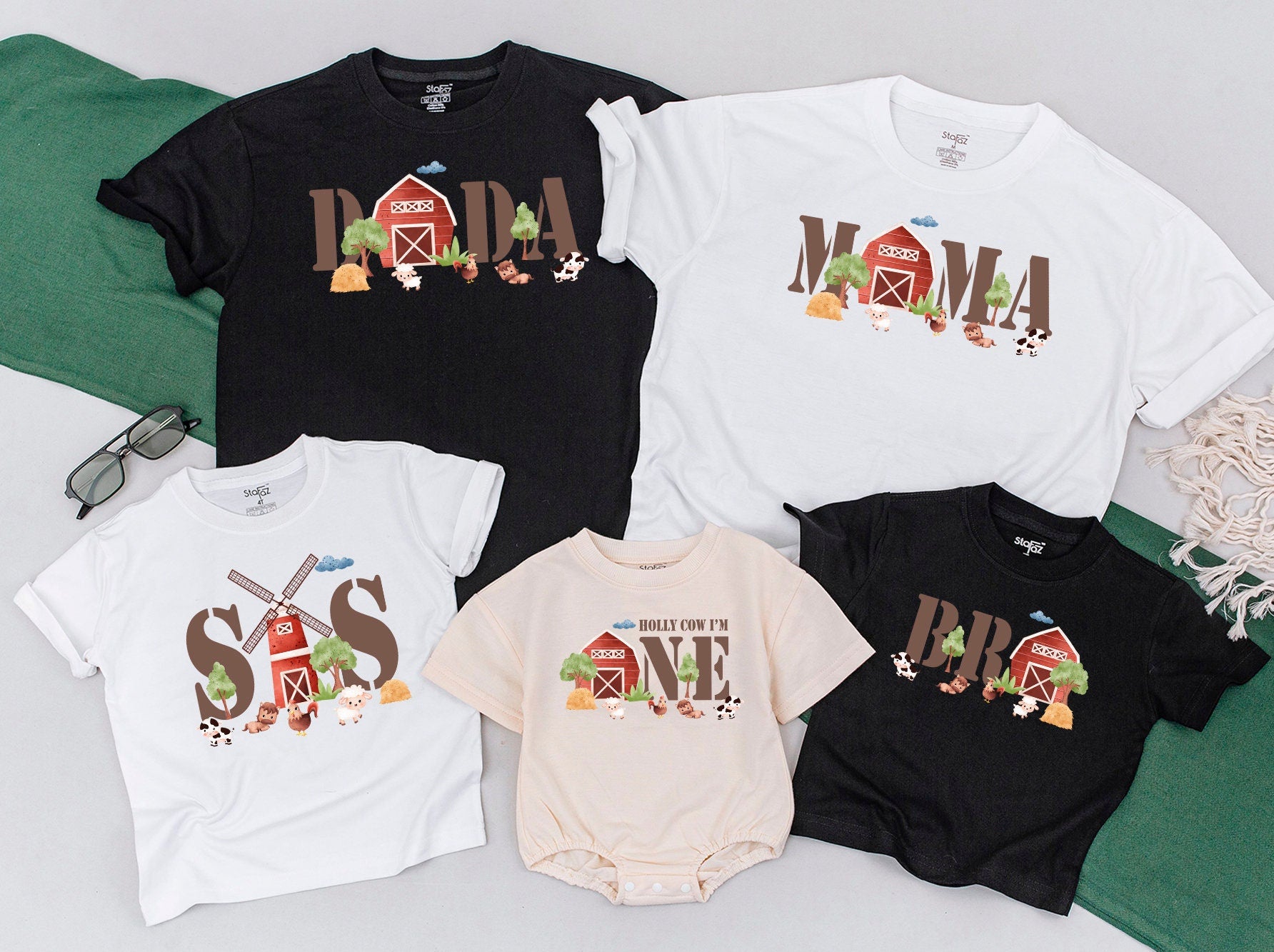 Farm-Themed 1st Birthday Family Matching Shirts